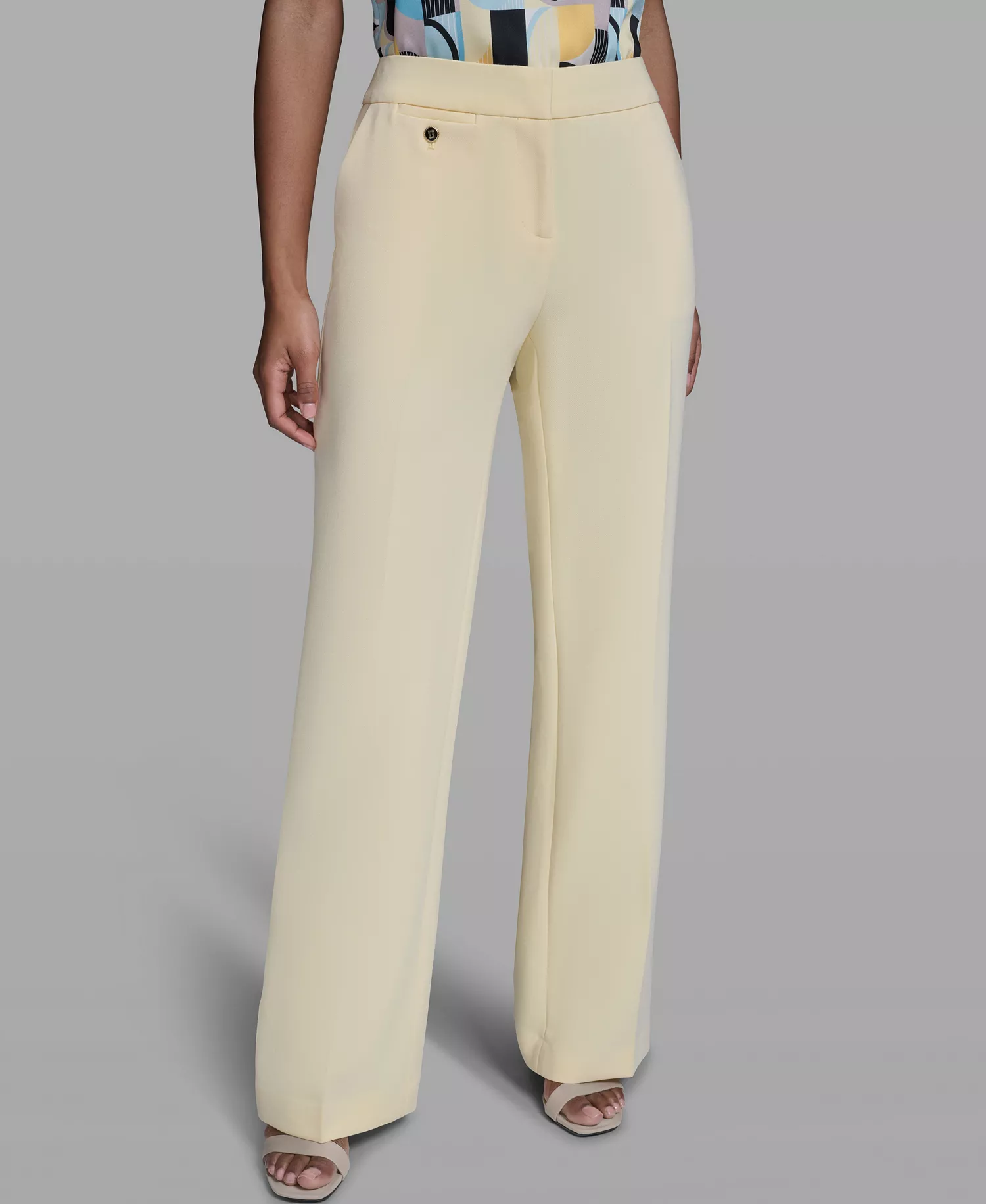 Women's Wide Leg Mid-Rise Pants - Panna Cotta - 0