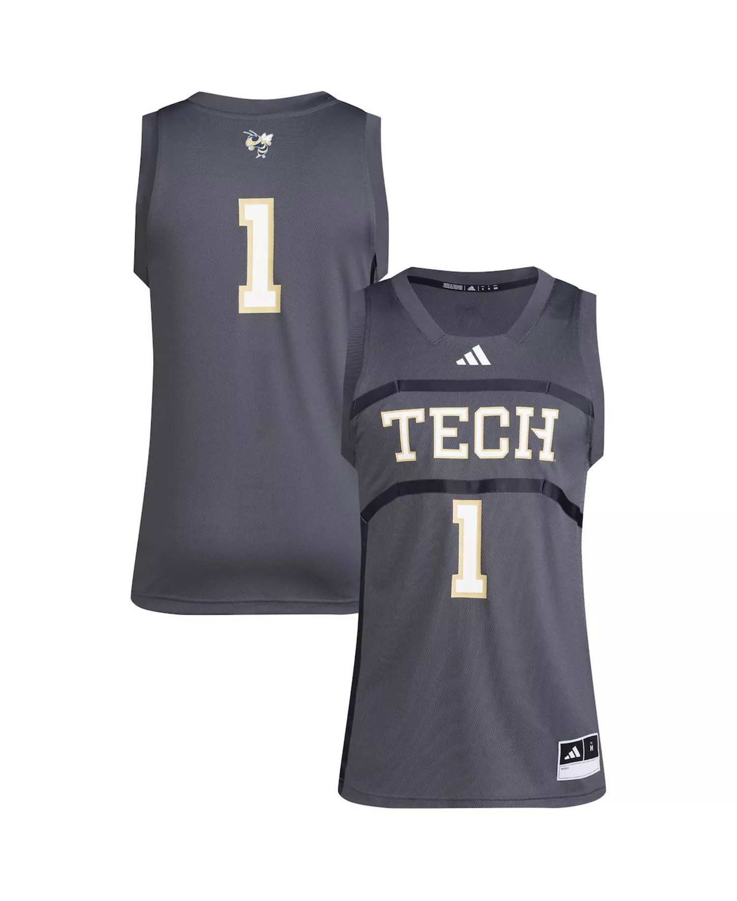 Men's 1 Gray Georgia Tech Yellow Jackets Replica Swingman Jersey - Gray - 2XL