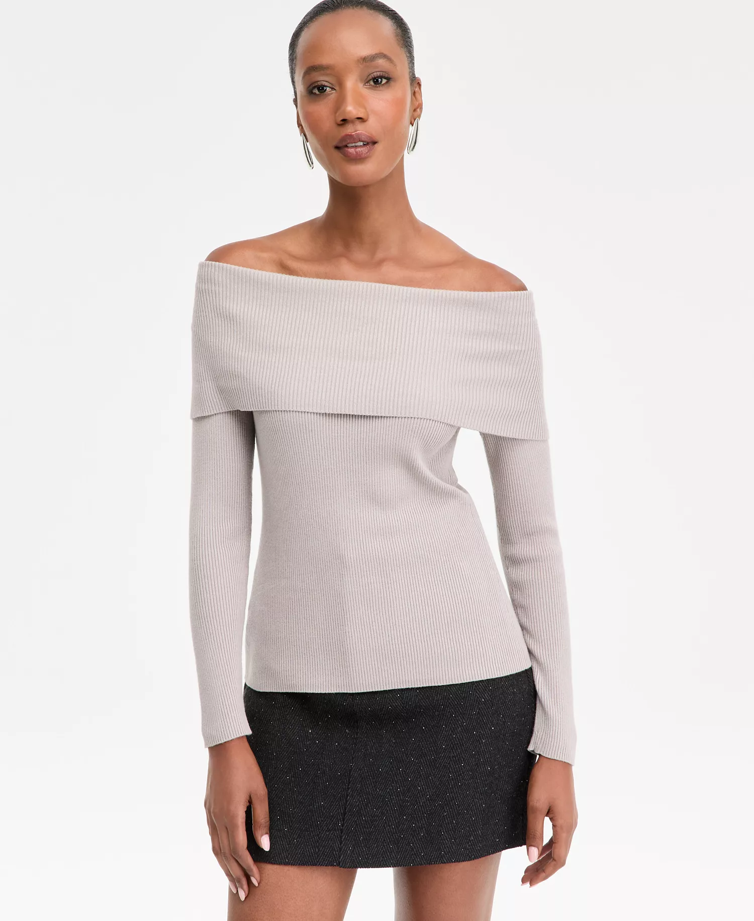 Women's Off-The-Shoulder Sweater, Macy's Exclusive - Steamy Gre - XL