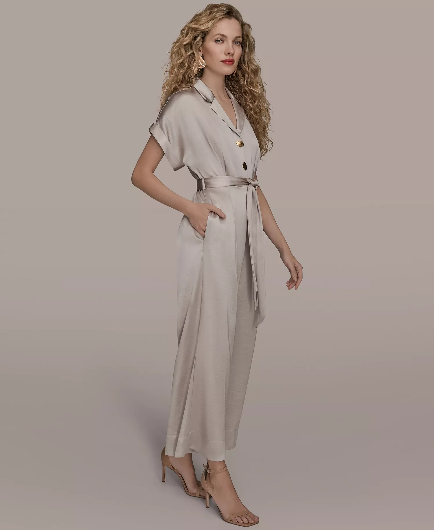Women's Satin Wide Leg Jumpsuit - Vapor - 10