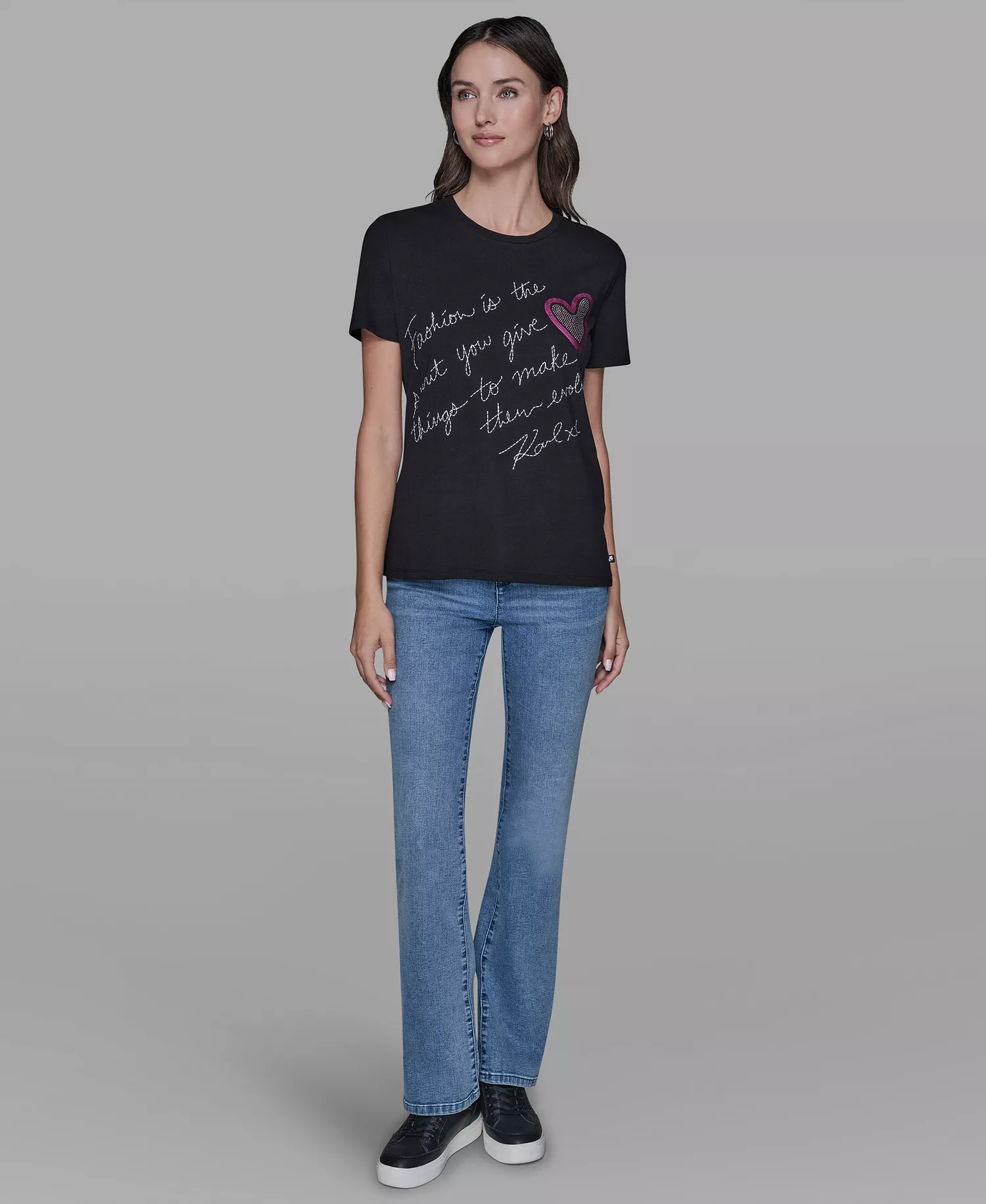 Women's Printed Short-Sleeve T-Shirt - Black - L