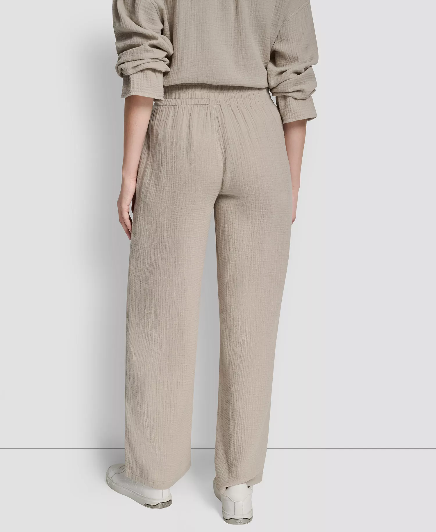 Women's High-Rise Gauze Straight-Leg Pants - Pbl - Pebble - L