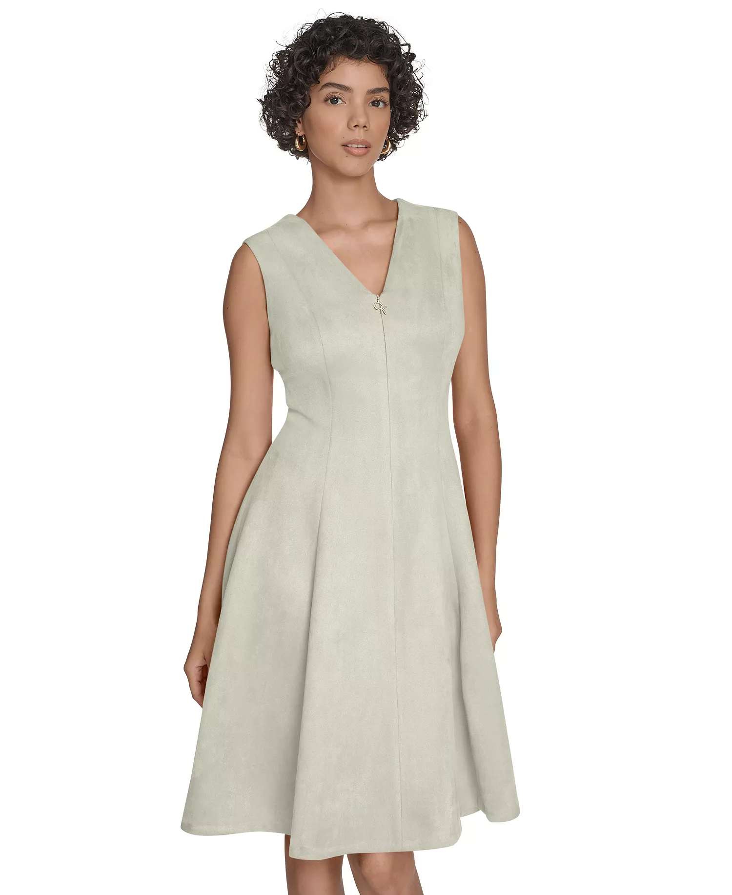 Women's Sleeveless Fit and Flare Short Dress - Pearl - 2