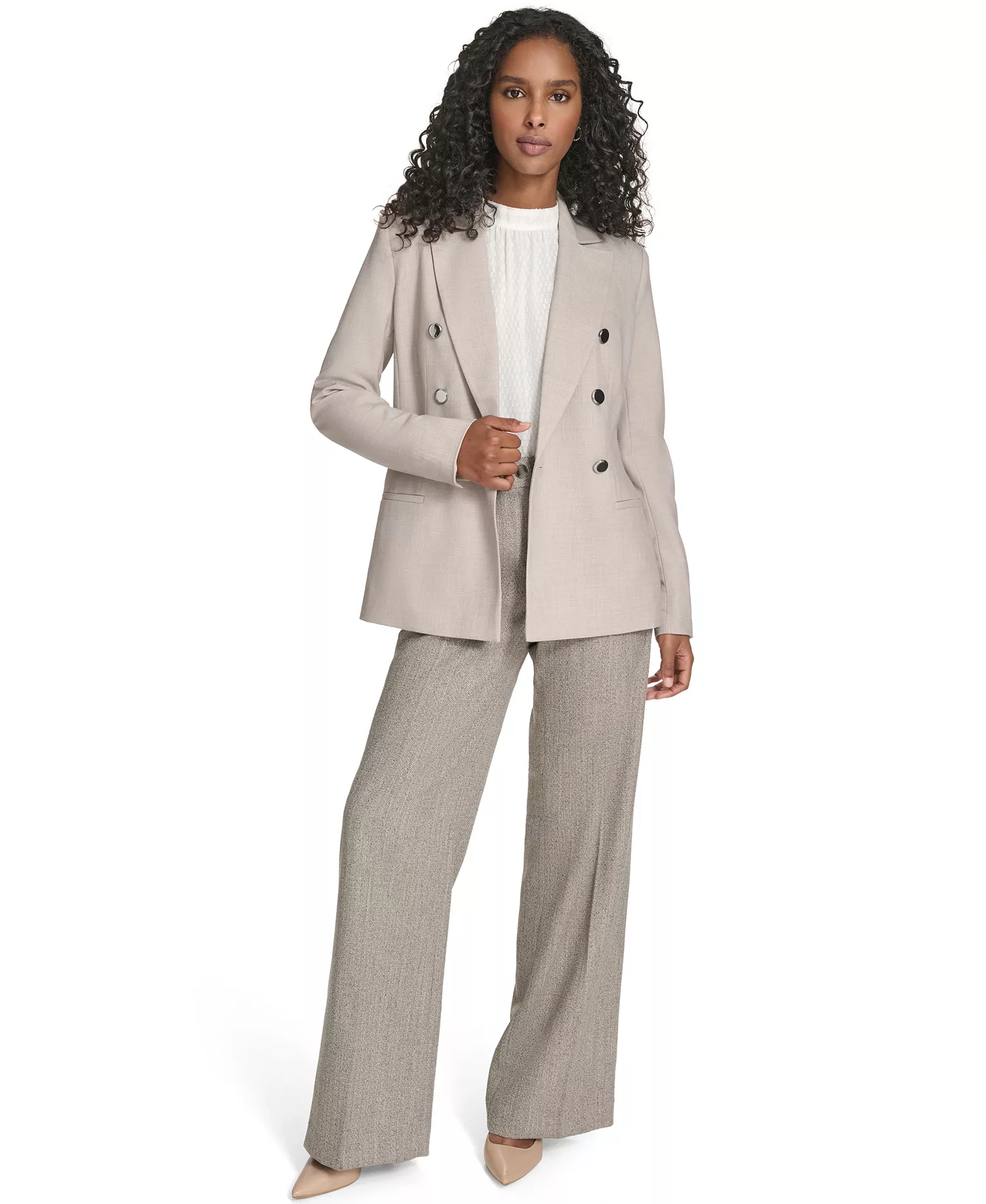 Petite Double Breasted Jacket - Oyster Multi - 10P