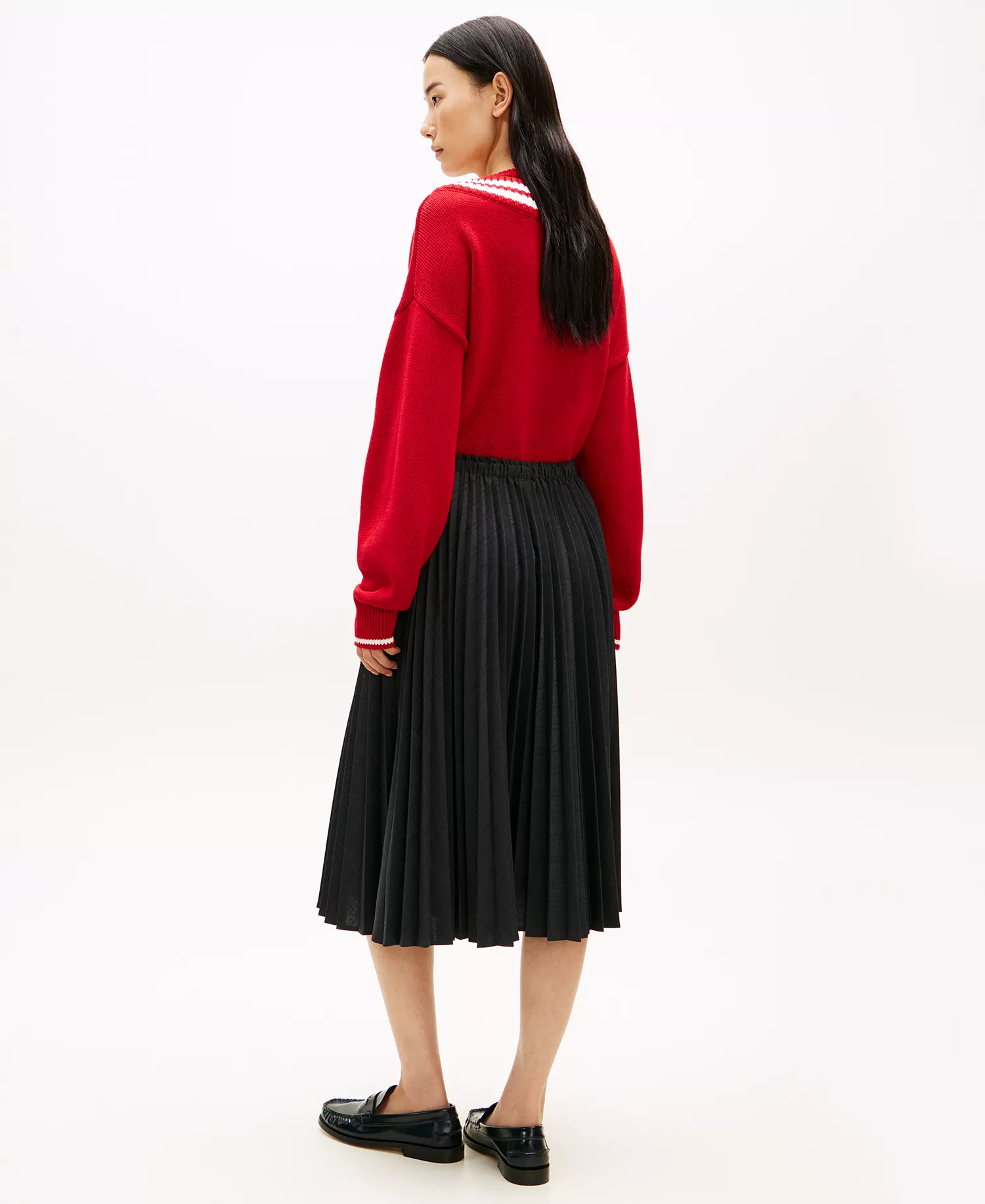 Women's Check Pleated Skirt - Gray - 34