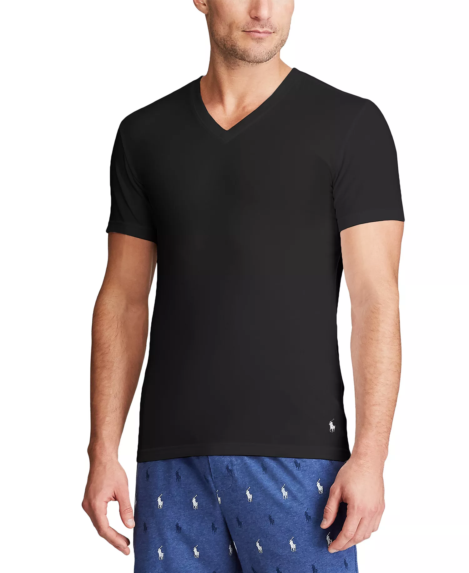 Men's 3-Pack Slim-Fit Stretch V-Neck Undershirts - Polo Black/rl2000 Red/andover Heather/charcoal Heather/polo Black - L