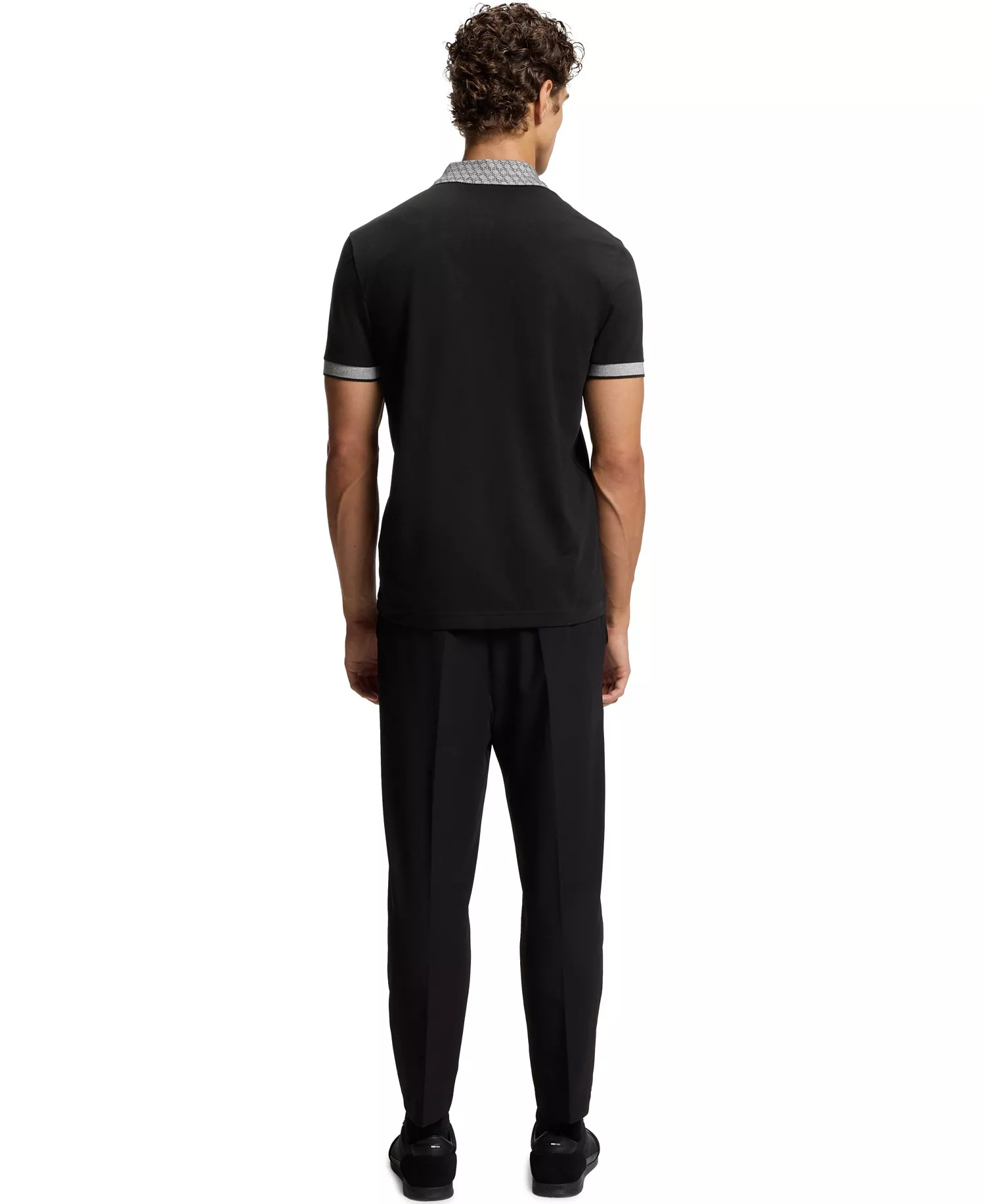Men's Stretch Cotton Moisture Management Paddy Polo Shirt - Black - L