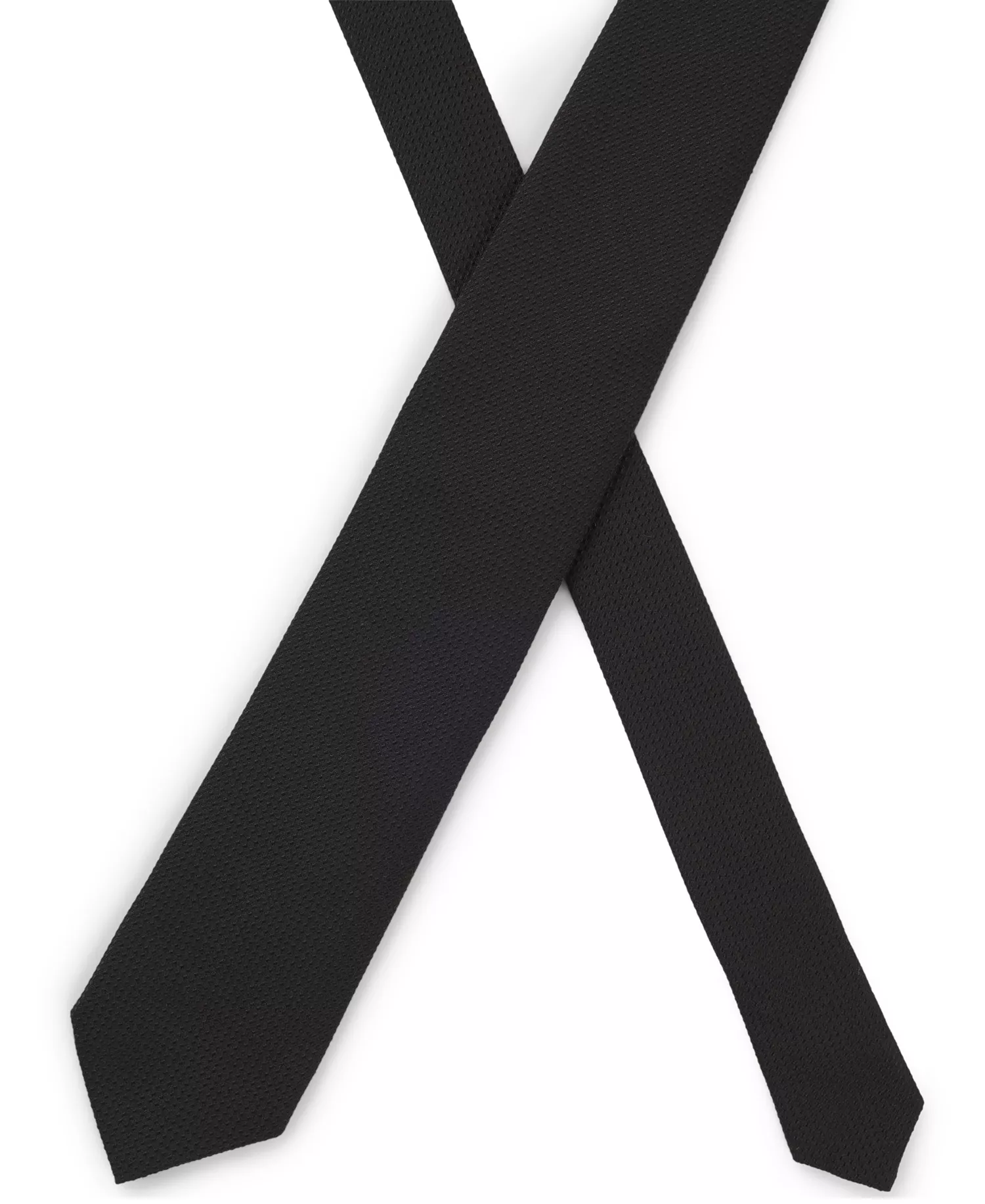 Men's Cotton Silk Structured Tie - Black - ONE SIZE