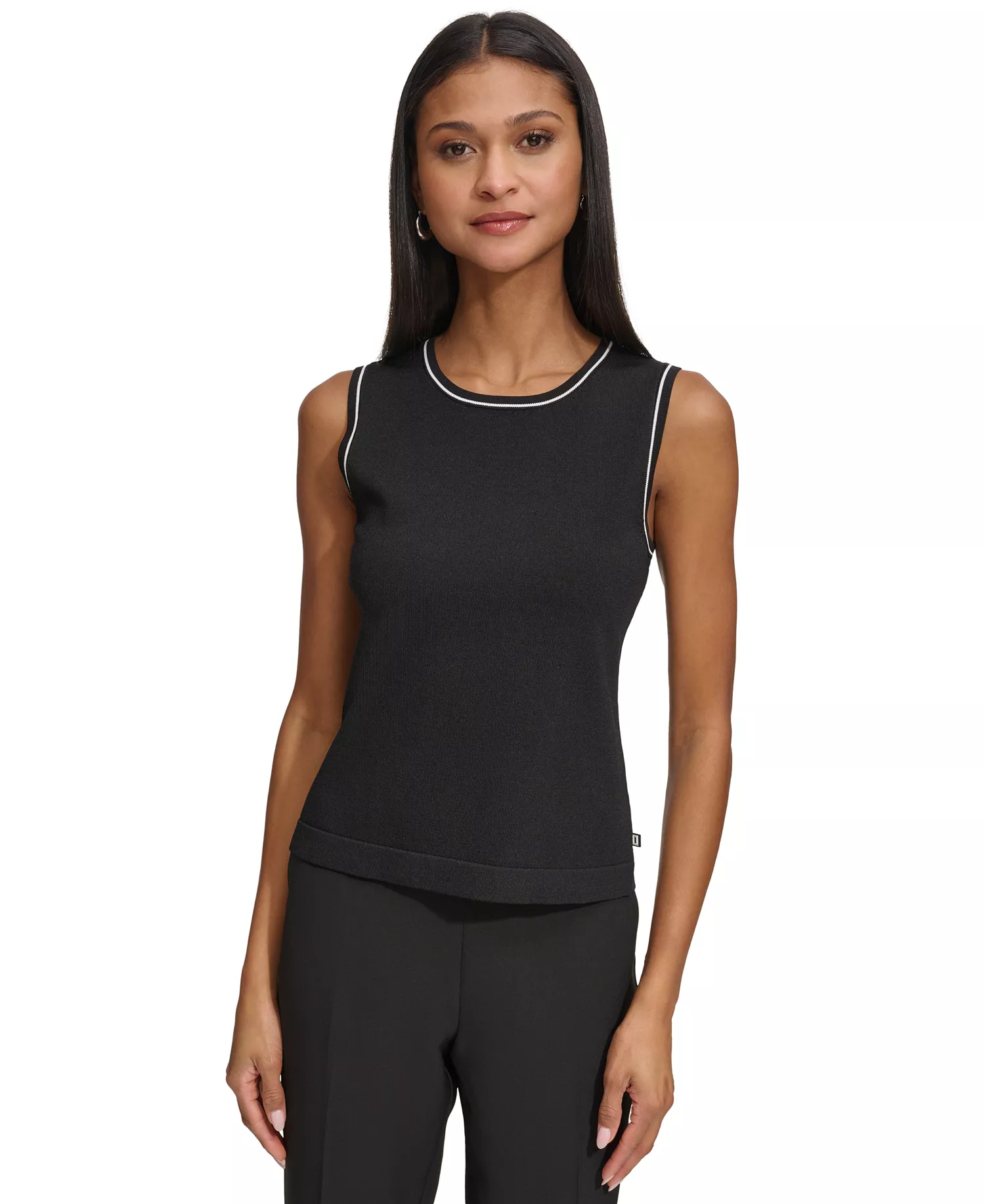 Women's Knit Tank Top - Black/Soft White - L