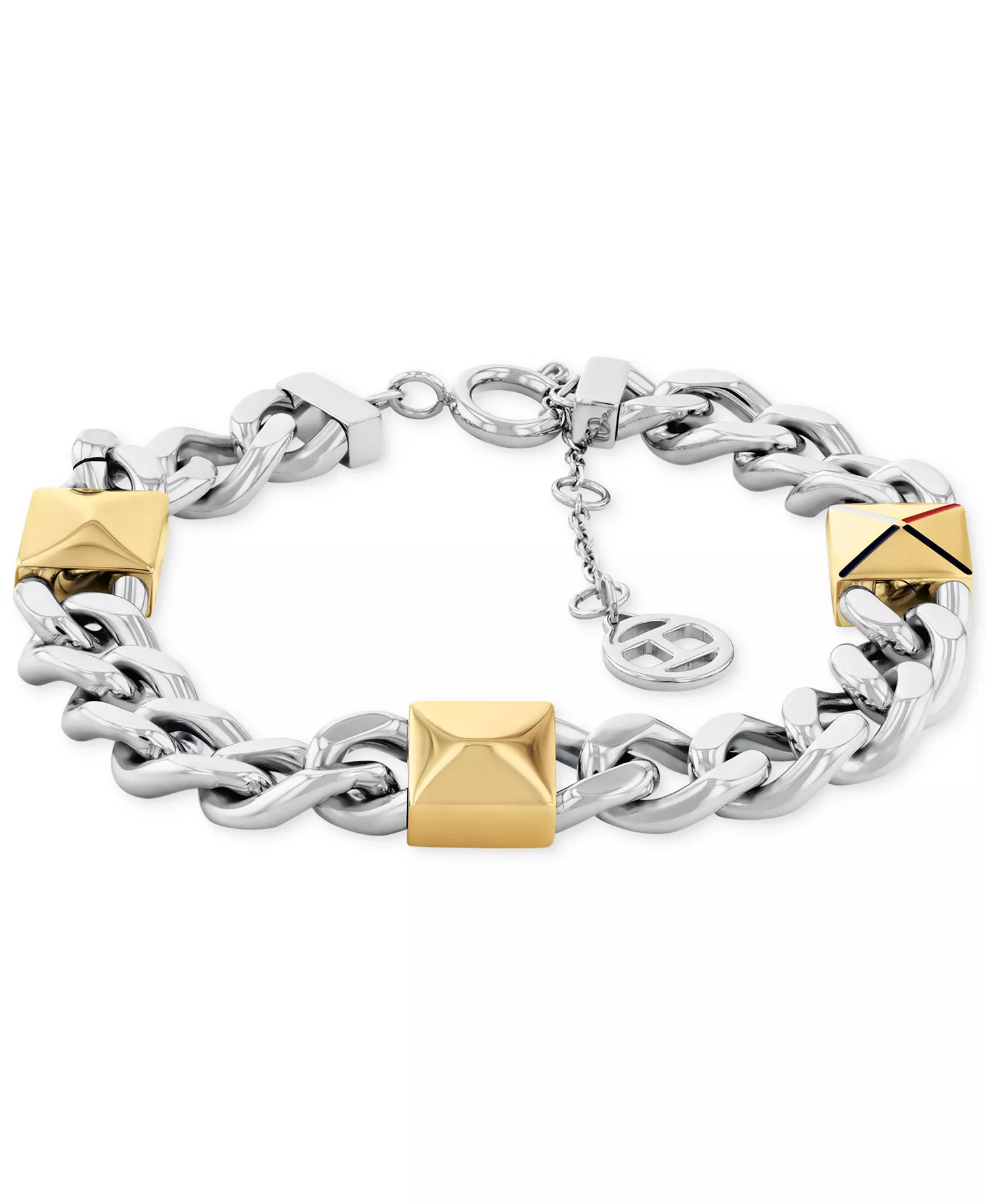 Two-Tone Studded Chain Bracelet - Two Tone - ONE SIZE