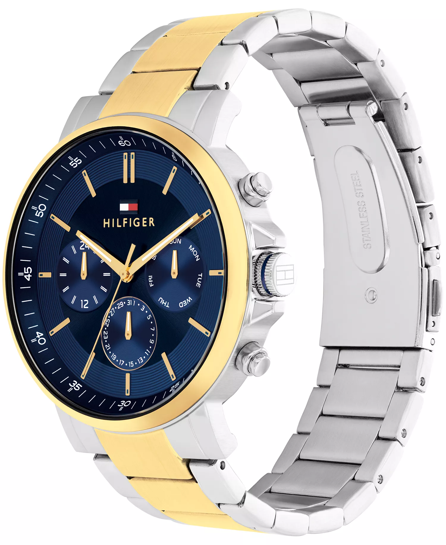 Men's Multifunction Two-Tone Stainless-Steel Bracelet Watch, 43mm - Navy - 43