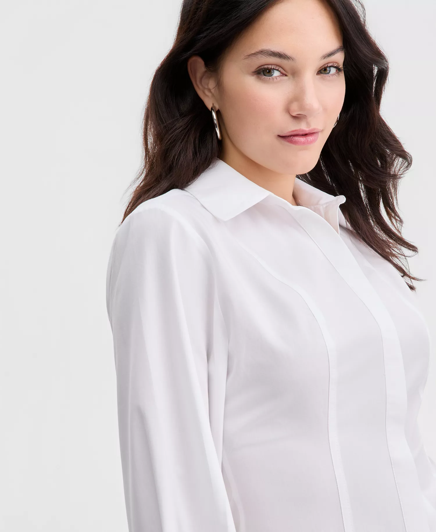 Women's Sculpted Button-Up Shirt, Macy's Exclusive - Bright White - L