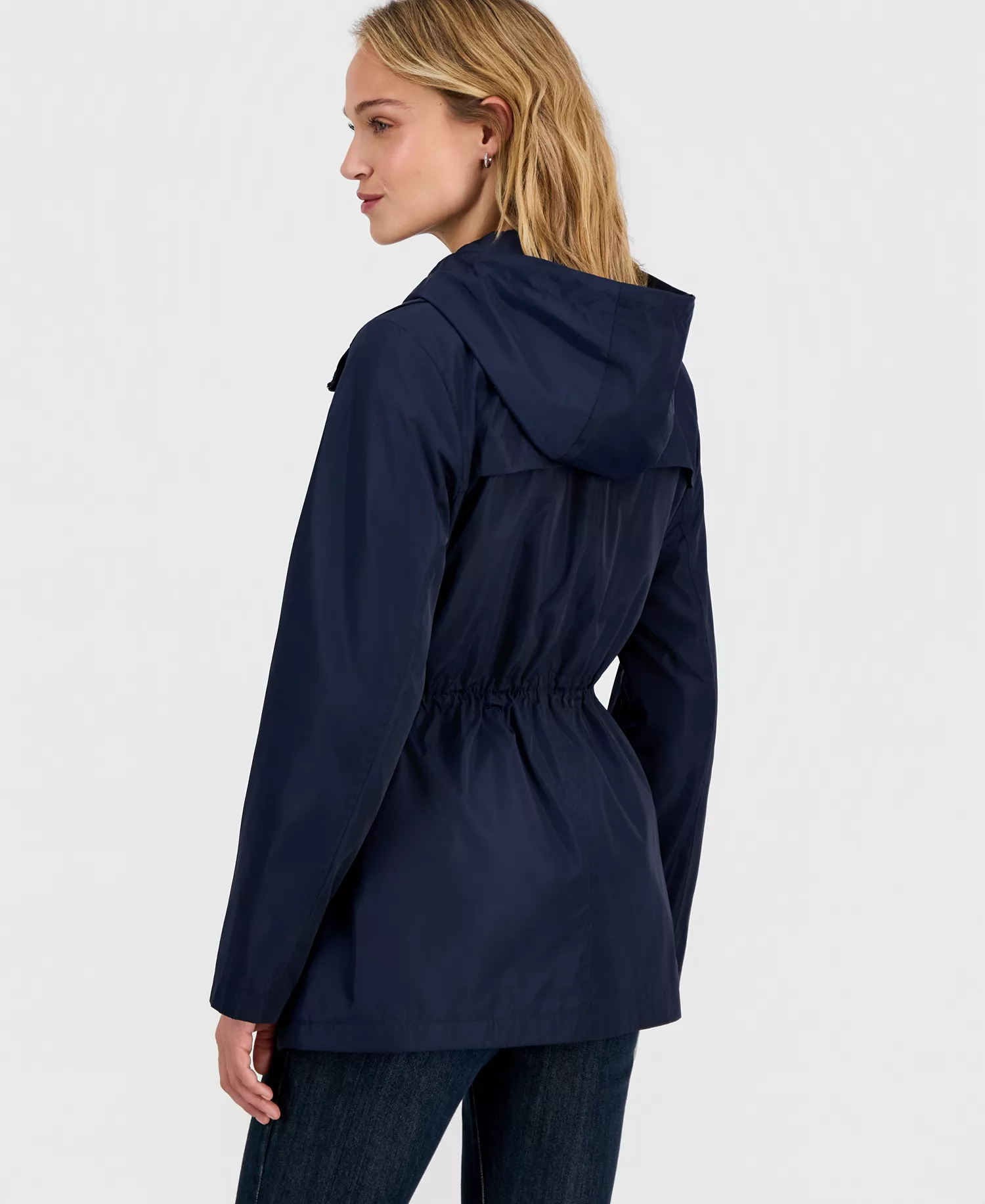 Women's Bibbed Hooded Anorak Coat - DARK SAPPHIRE - L