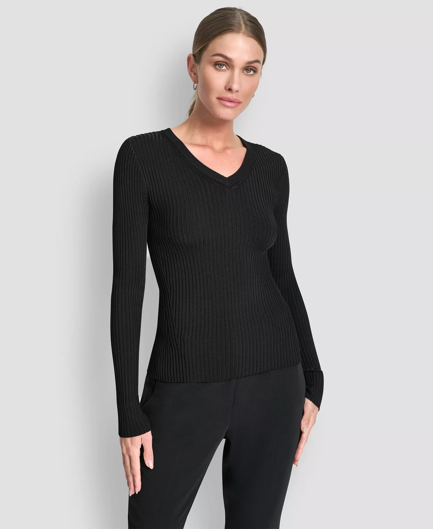 Women's Sleek Long Sleeve Shine Sweater - Black - L