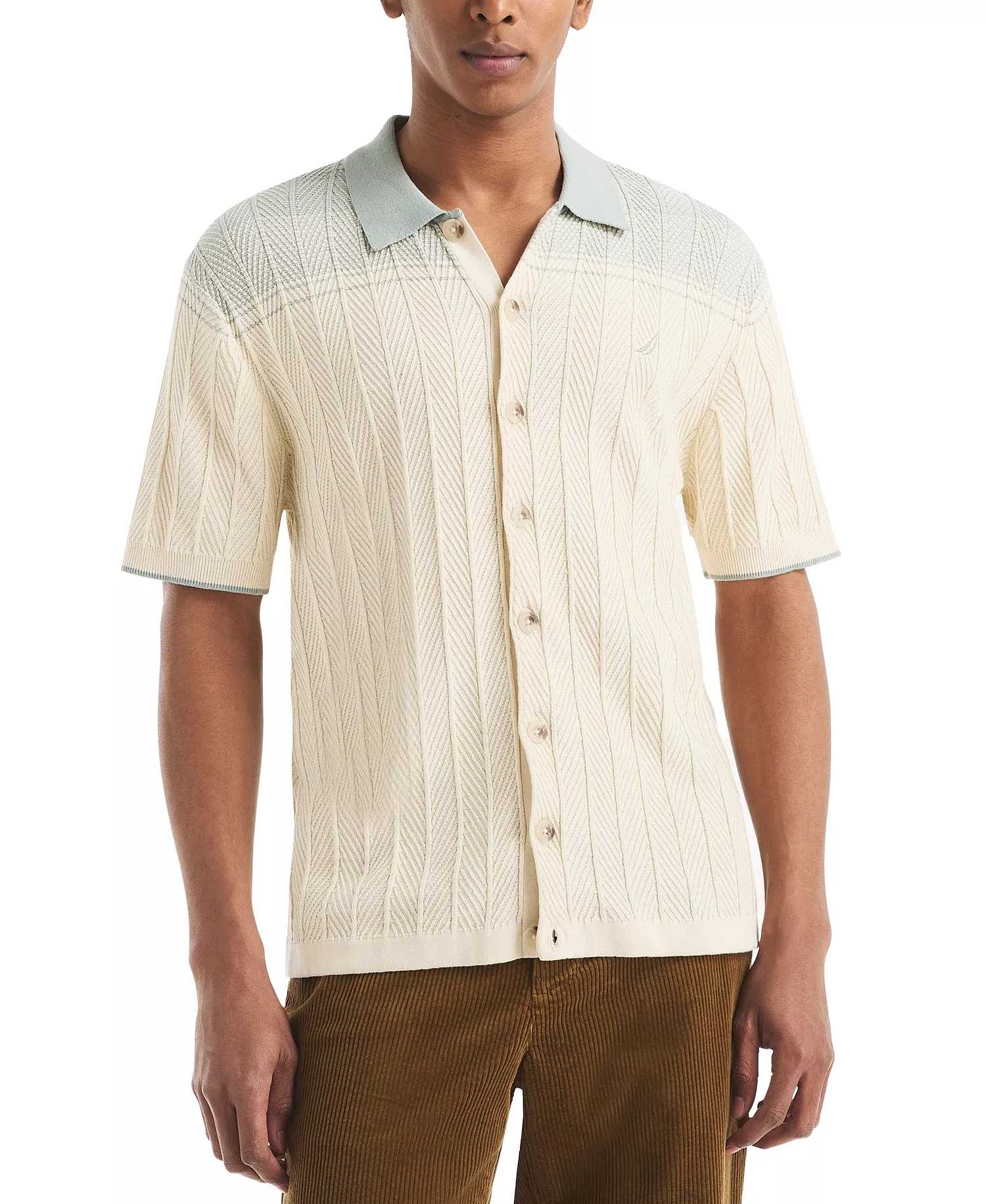 Men's Short Sleeve Button-Front Sweater - Sail White - 2XL