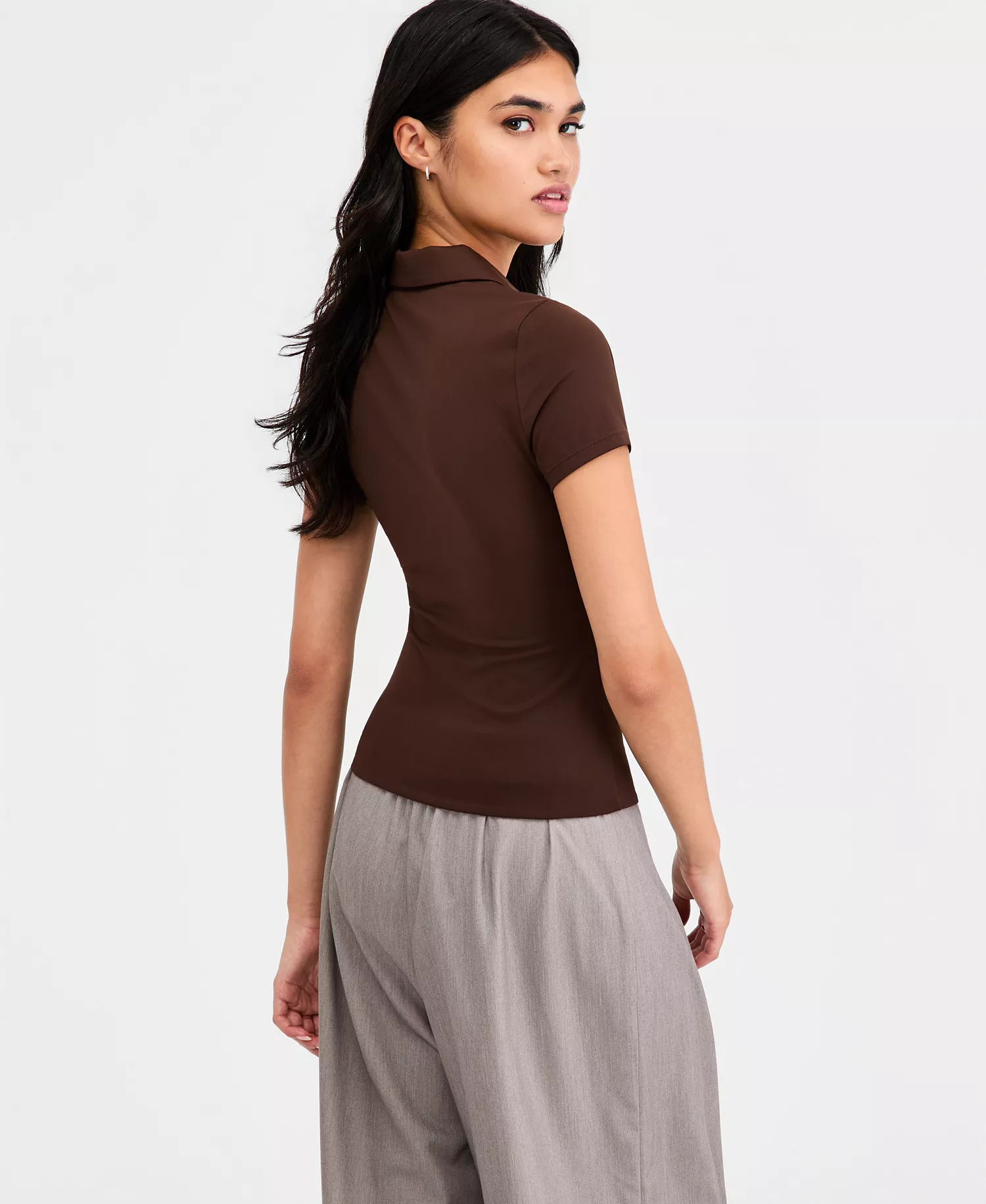 Women's Fitted Polo Shirt, Macy's Exclusive - Bittersweet - L