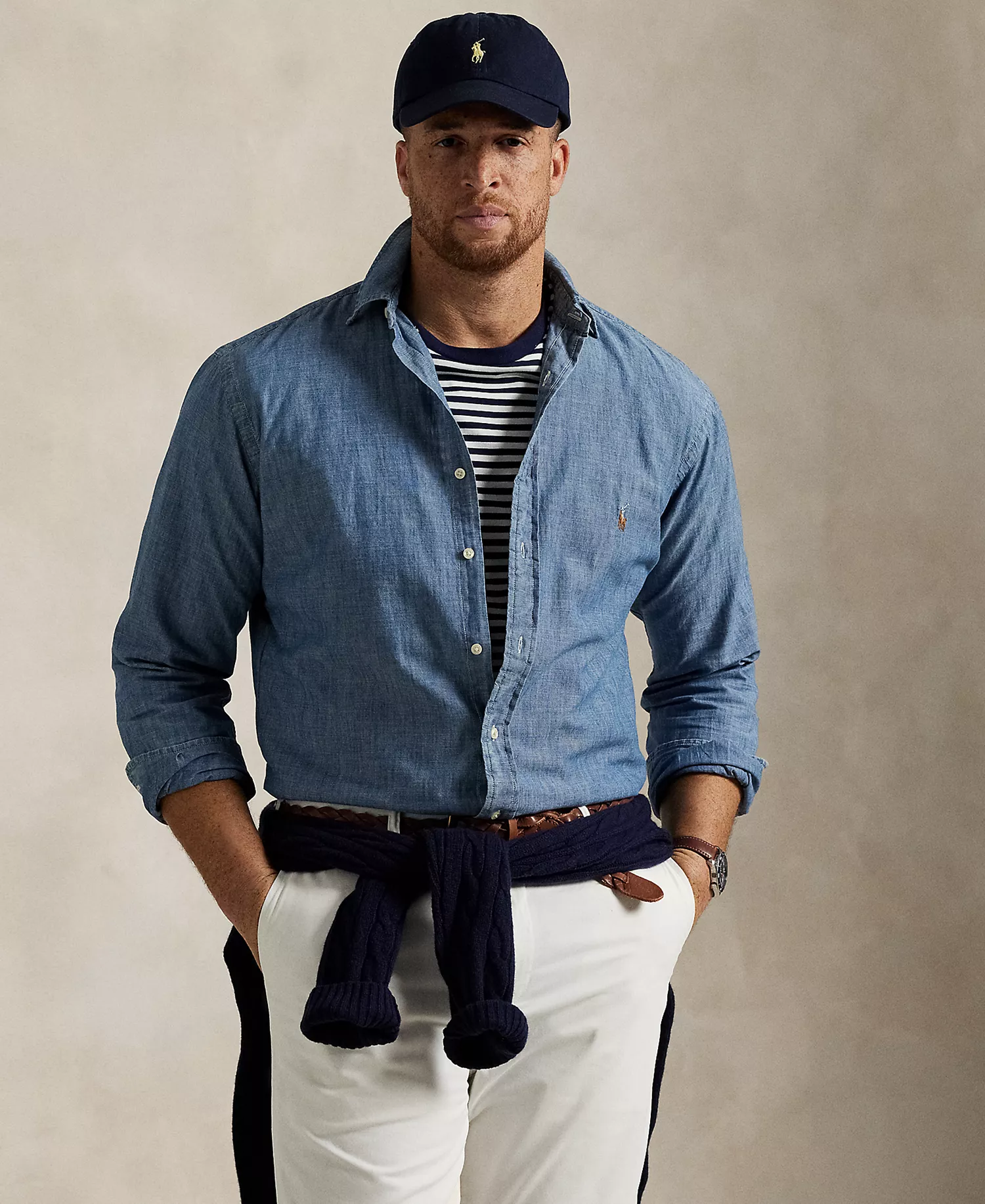 Men's Big & Tall Indigo Chambray Shirt - Medium Indigo - 2LT