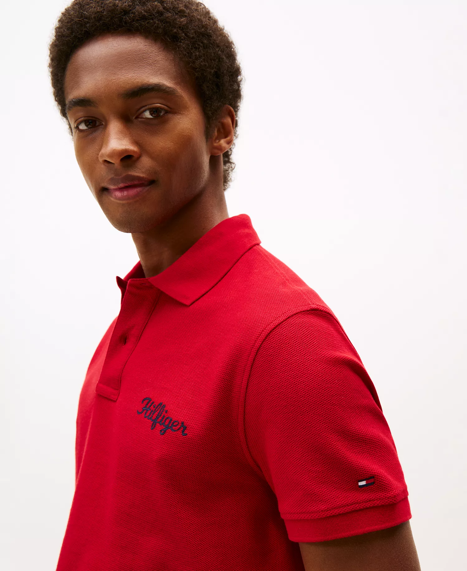 Men's Regular-Fit Logo Script Embroidery Polo Shirt - Medium Red - L