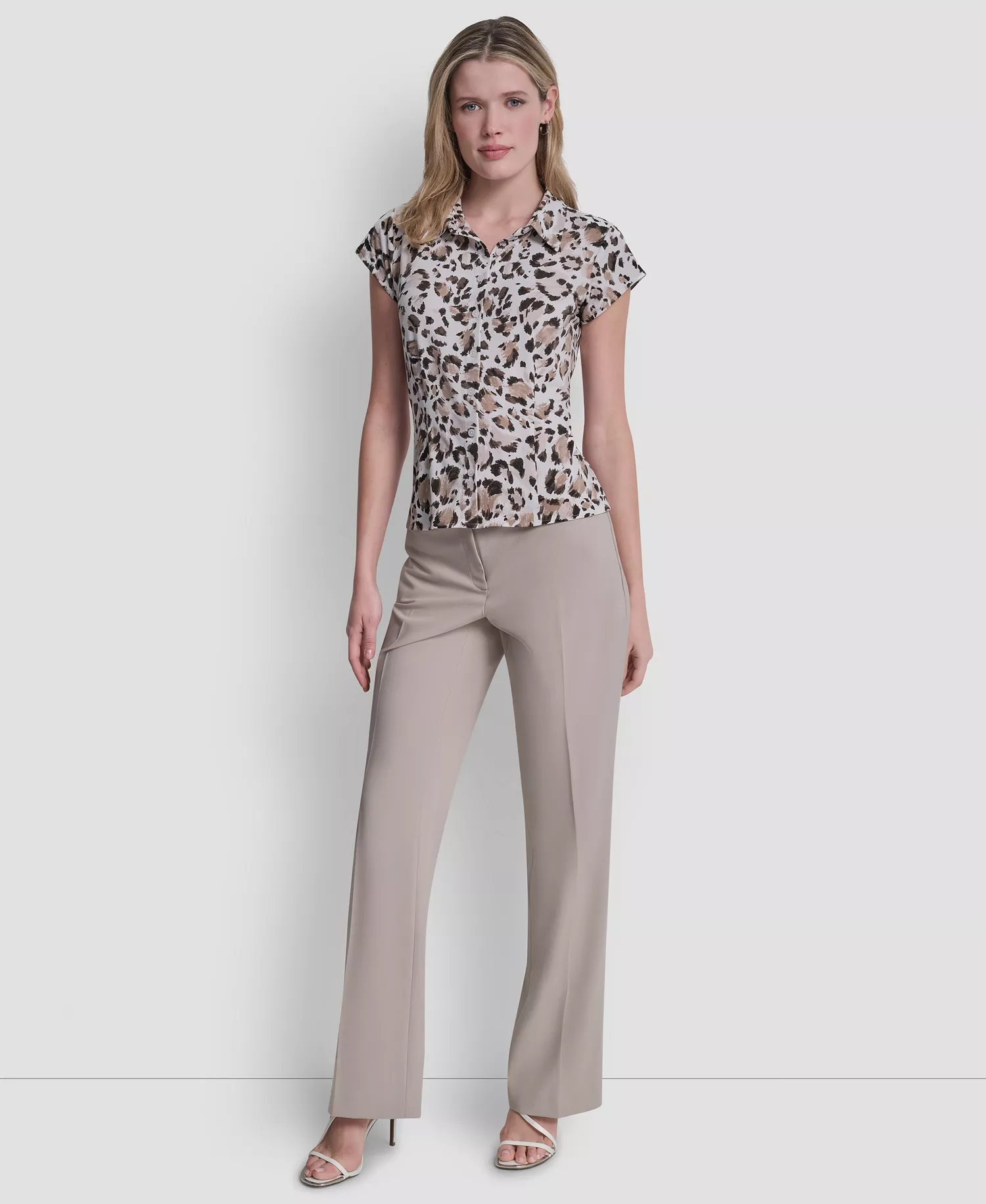 Petite Knit Button-Down Camp Shirt - White - P/L