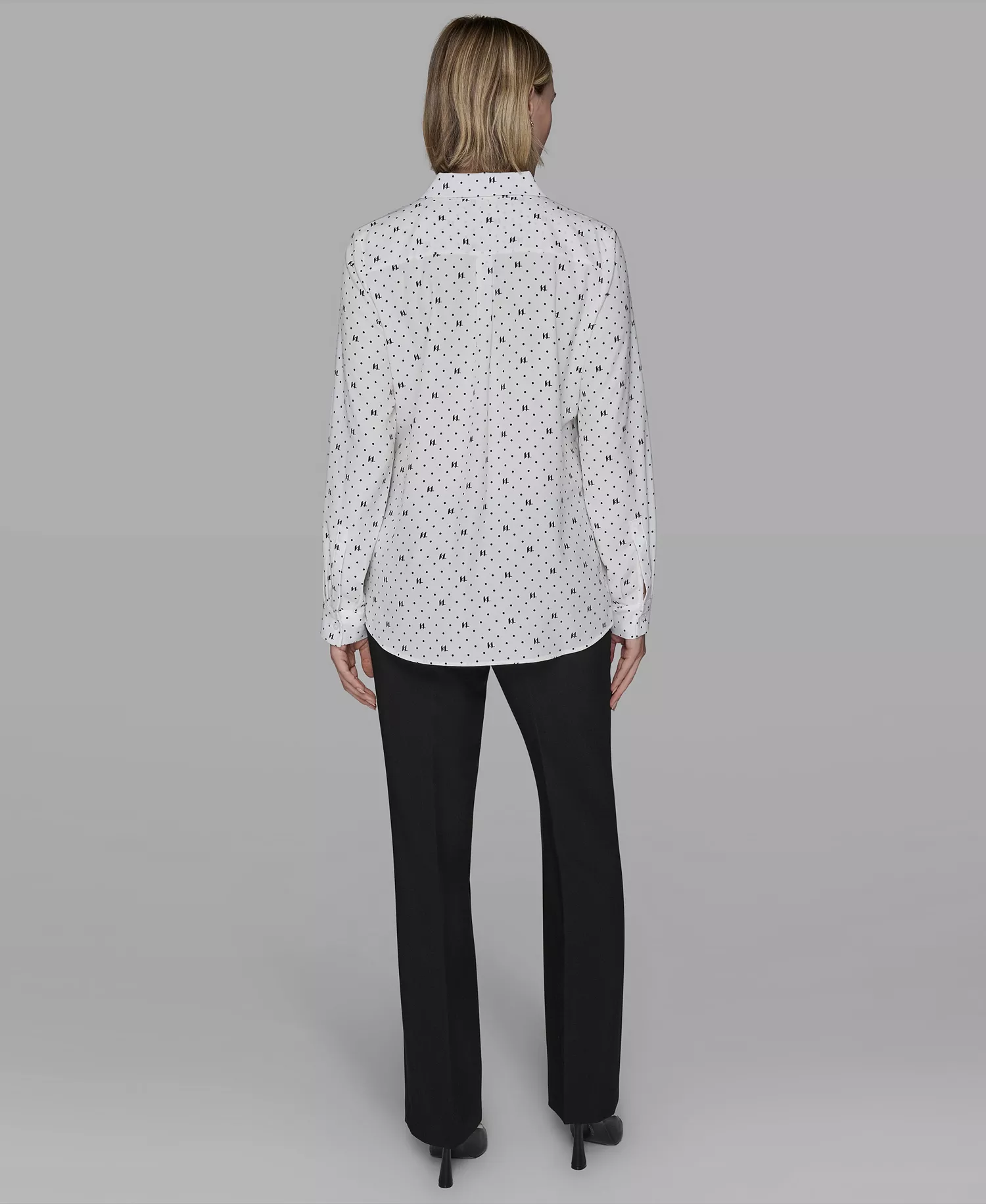 Women's Collared Neck Top - Soft White - L