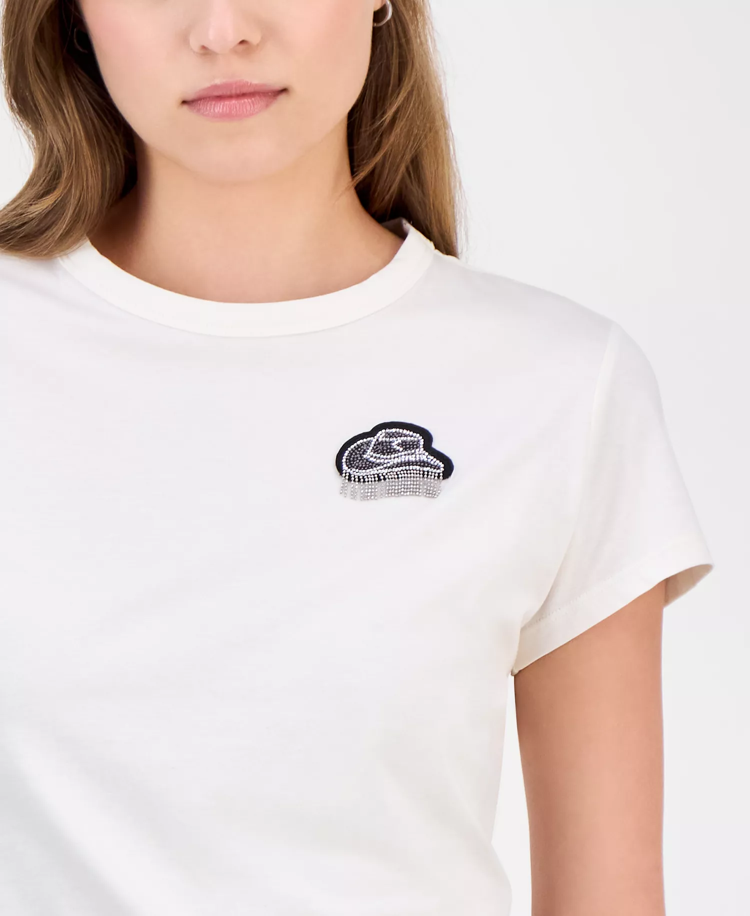 Women's Cowboy Hat Graphic T-Shirt - White - L