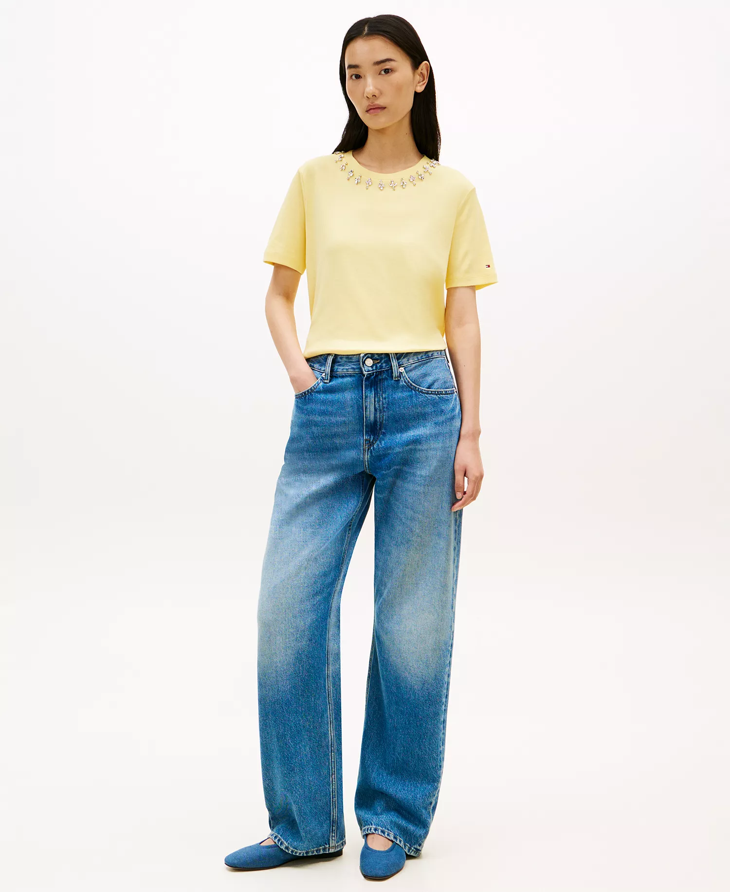 Women's Ribbed Bling T-Shirt - Citronella - L