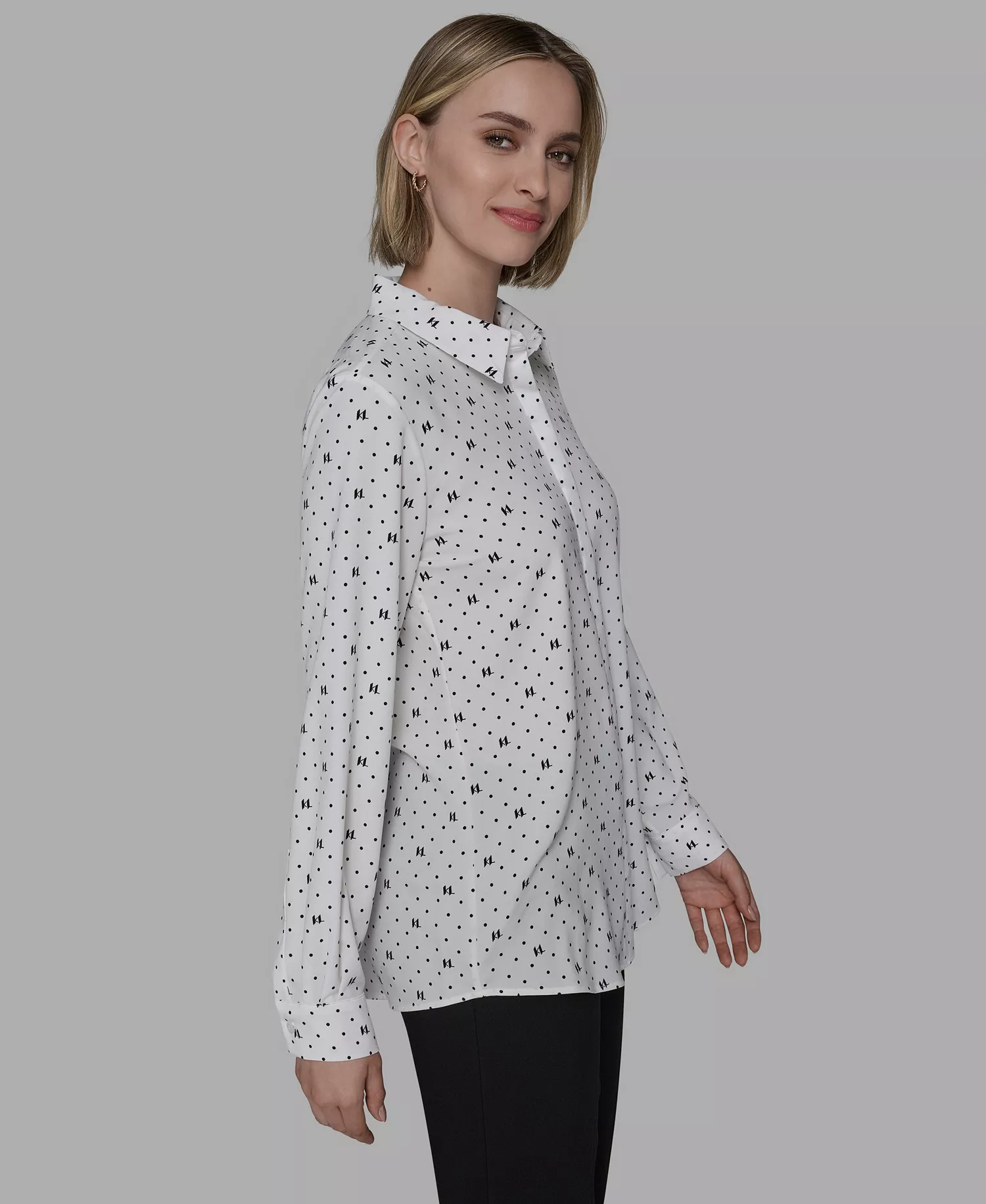 Women's Collared Neck Top - Soft White - L
