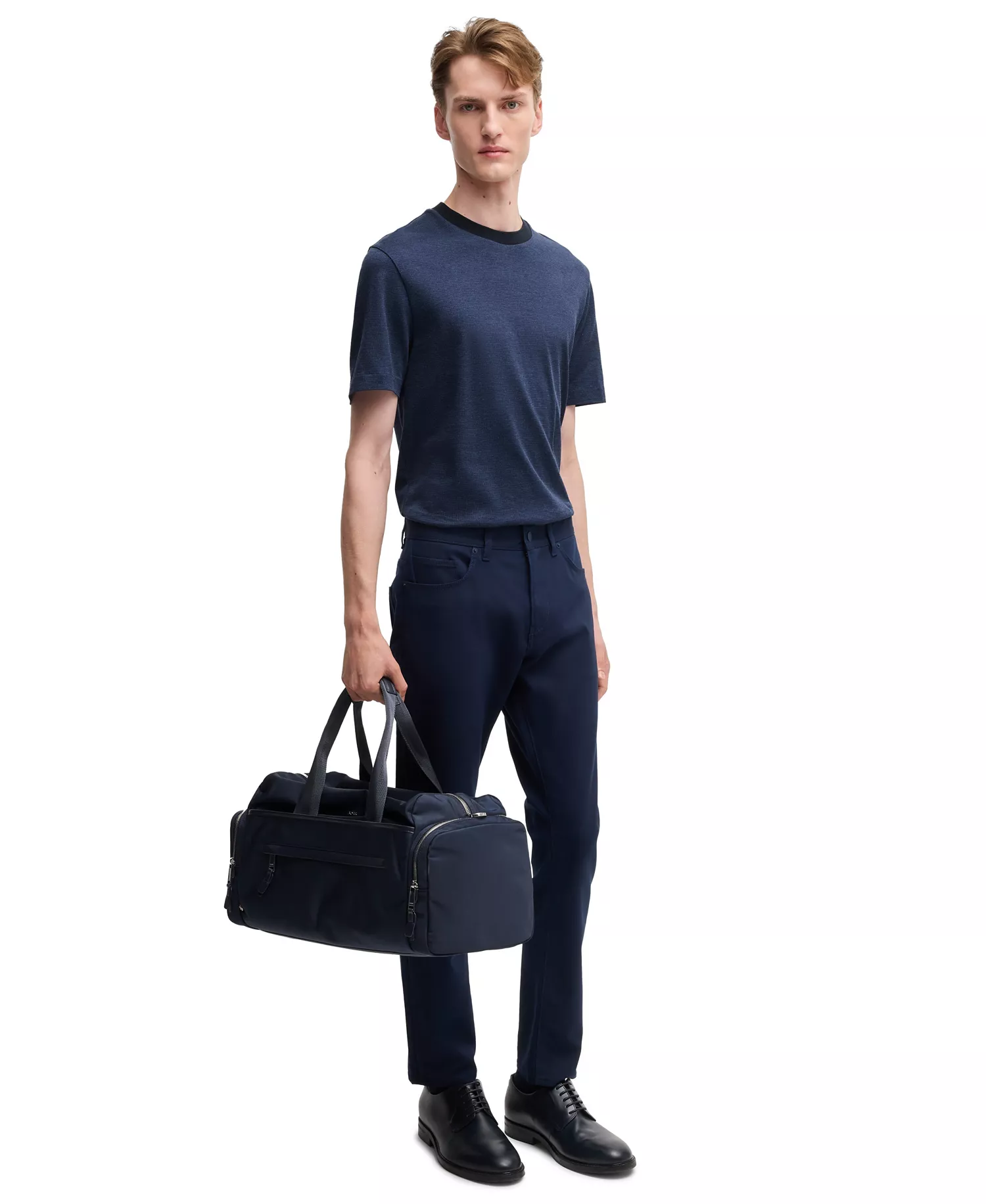 Men's Mercerised-Cotton T-Shirt - Dark Blue - M