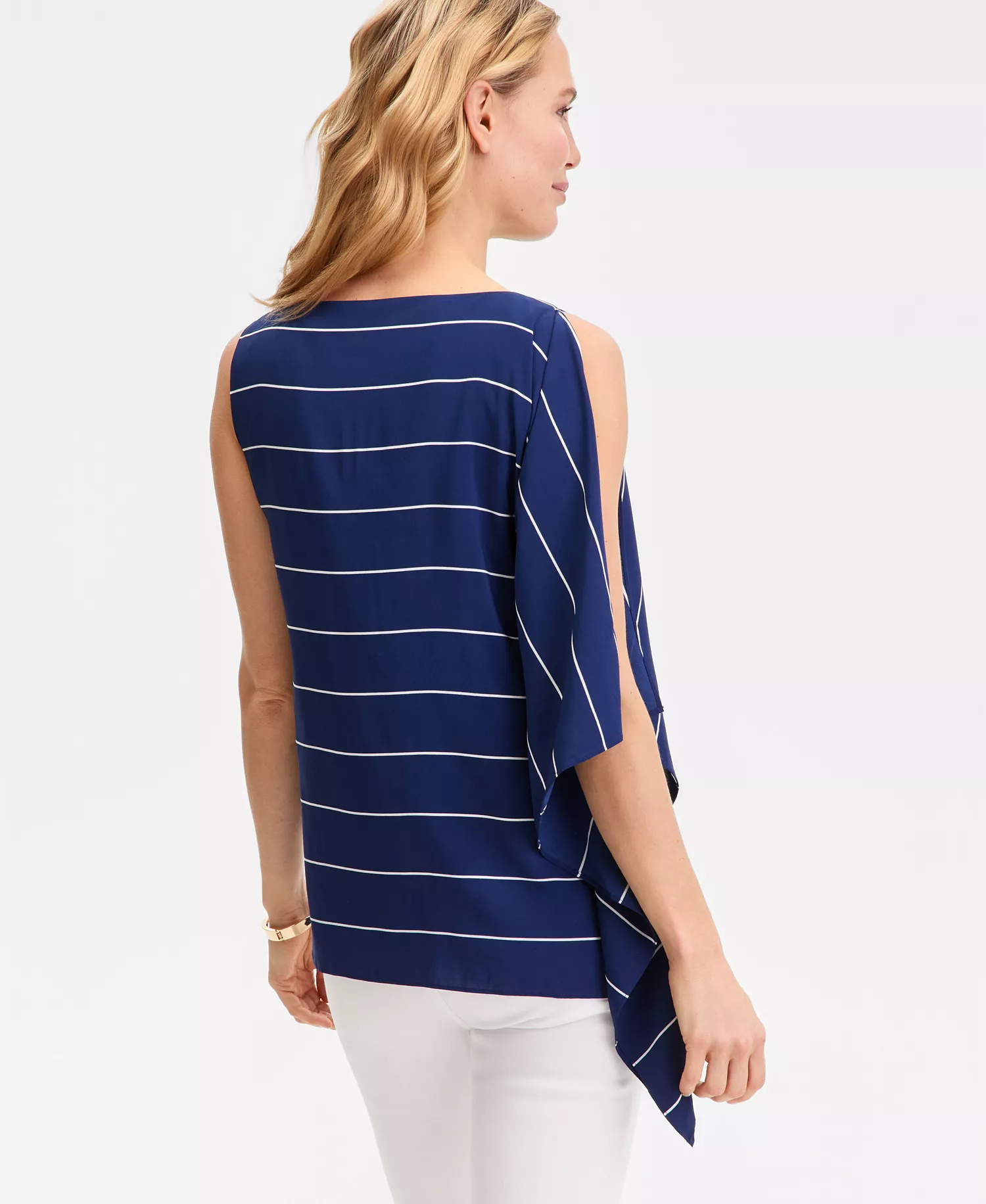 Women's Asymmetrical-Hem One-Shoulder Tunic, Macy's Exclusive - Cait Stripe - L