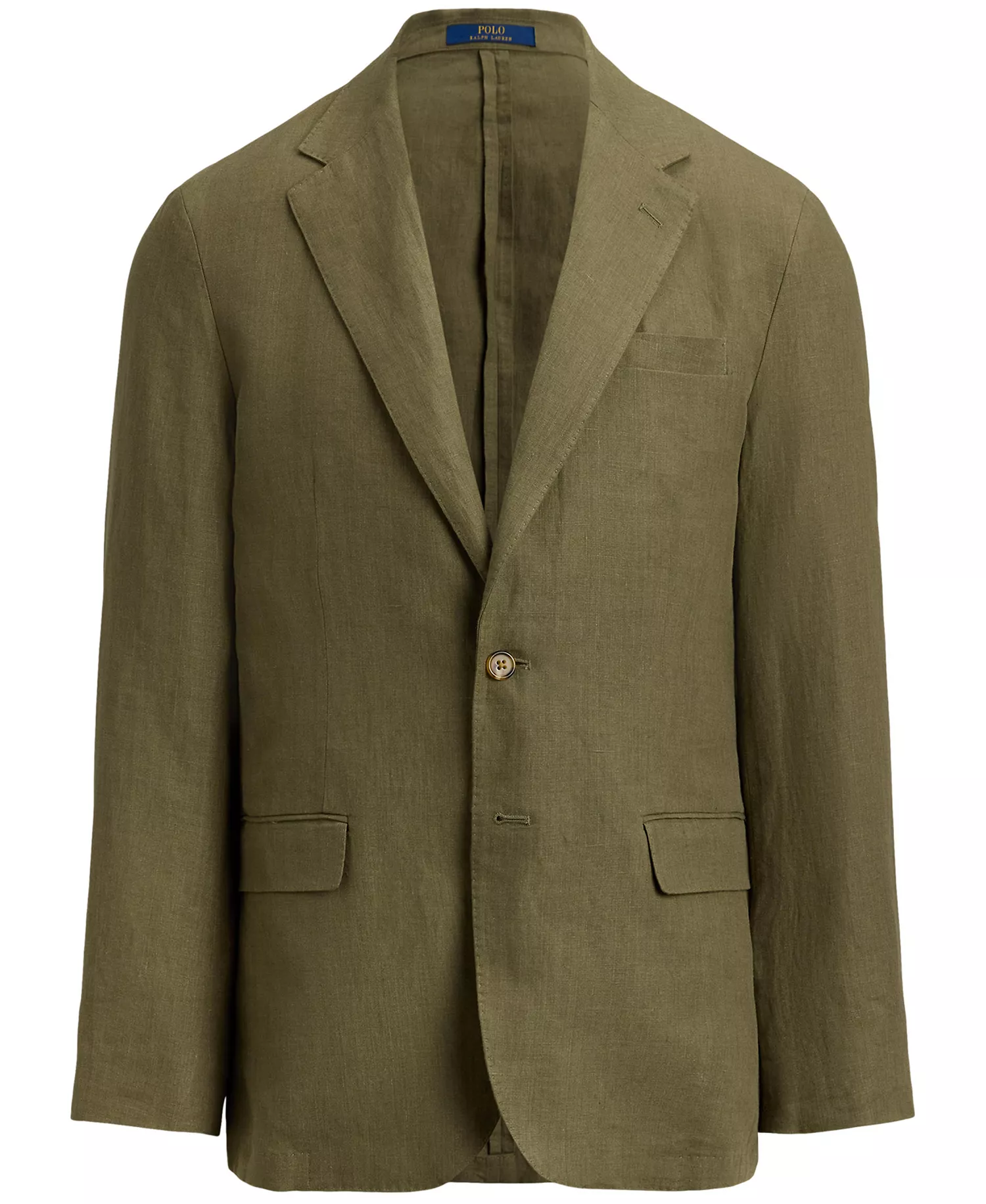 Men's Polo Soft Modern Linen Suit Jacket - Basic  Olive - 38