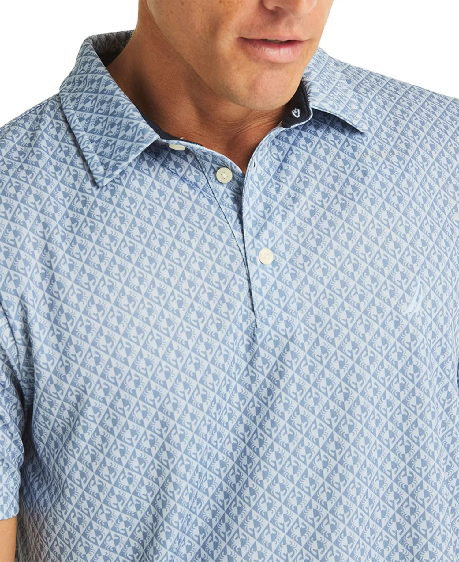 Men's Printed Moisture-Wicking Short-Sleeve Polo  - Crystal Bay Blue - 2XL