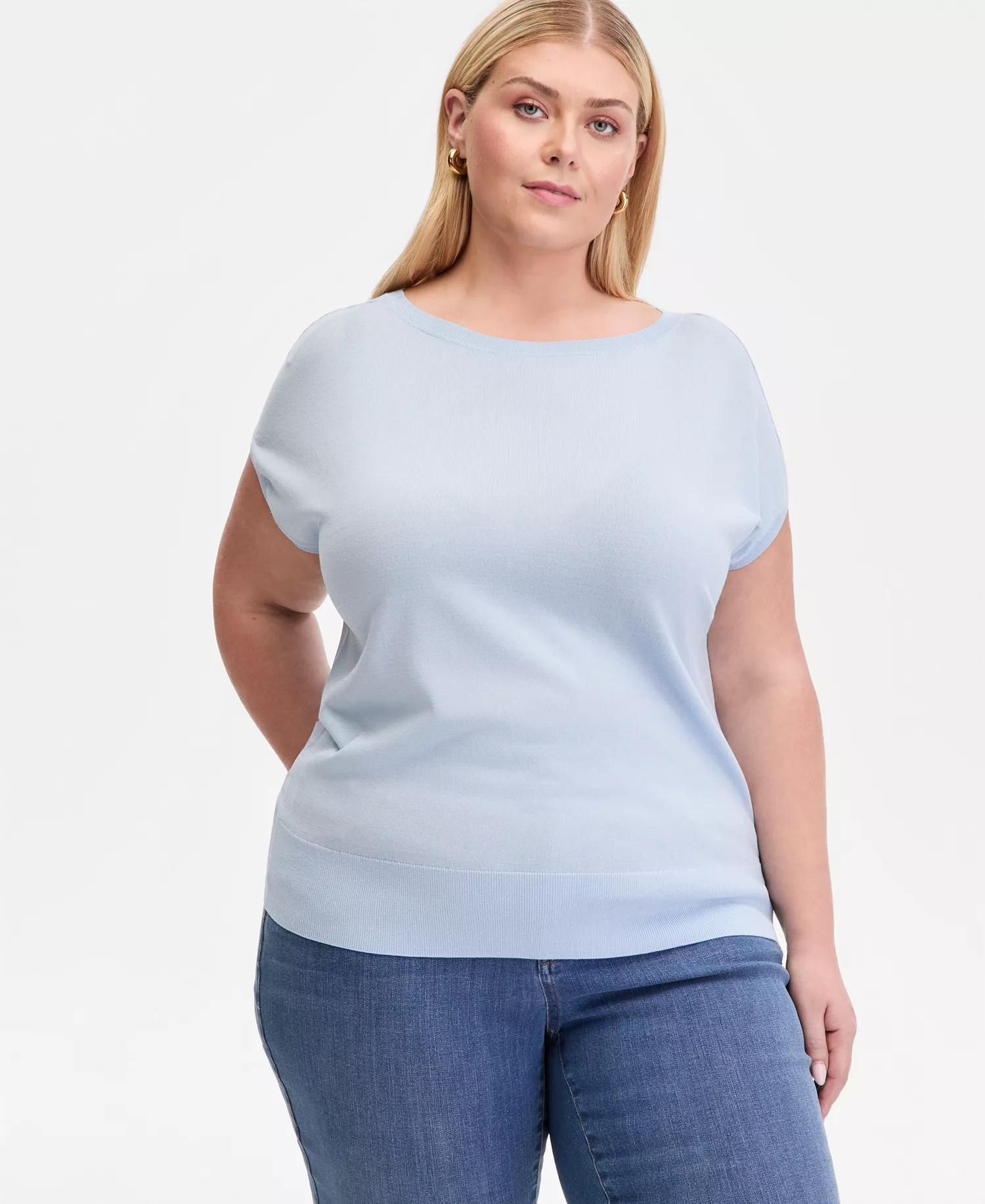 Plus Size Dolman-Sleeve Sweater, Macy's Exclusive - Bliss Blue - 0X