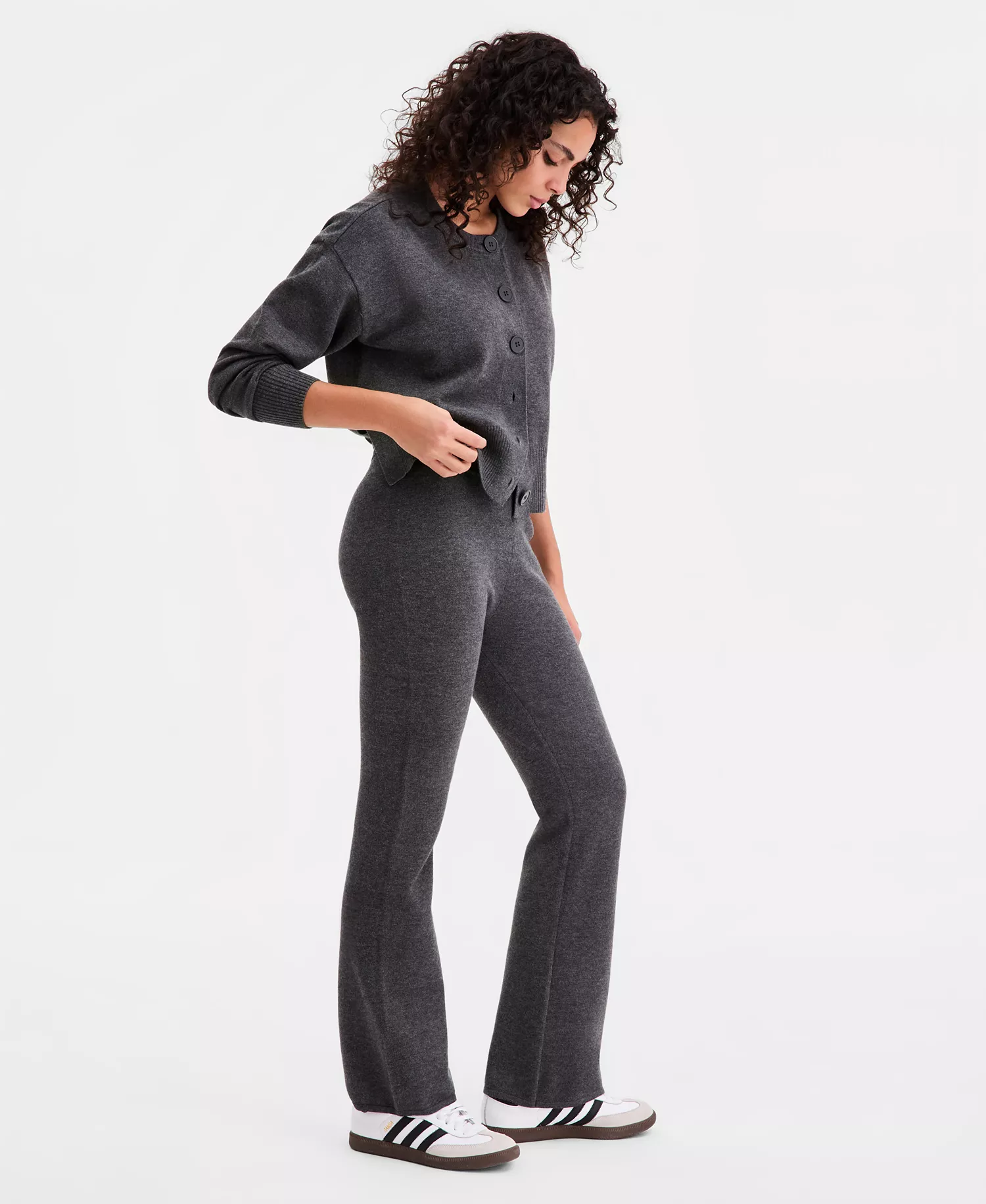 Women's Fold-Over Sweater Pants, Macy's Exclusive - Mercury Grey - L