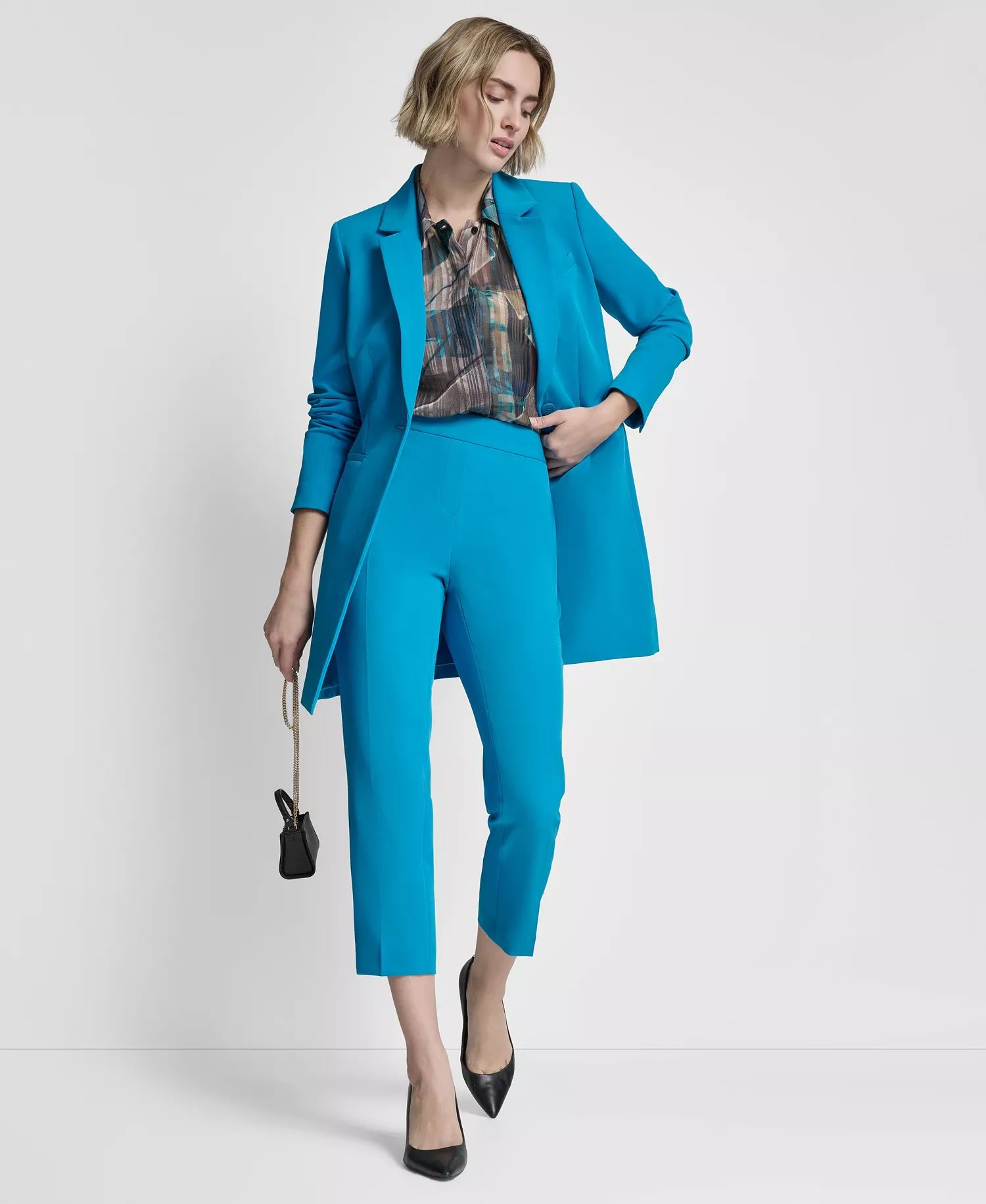 Women's One-Button Topper Jacket - Ocean Blue - 10