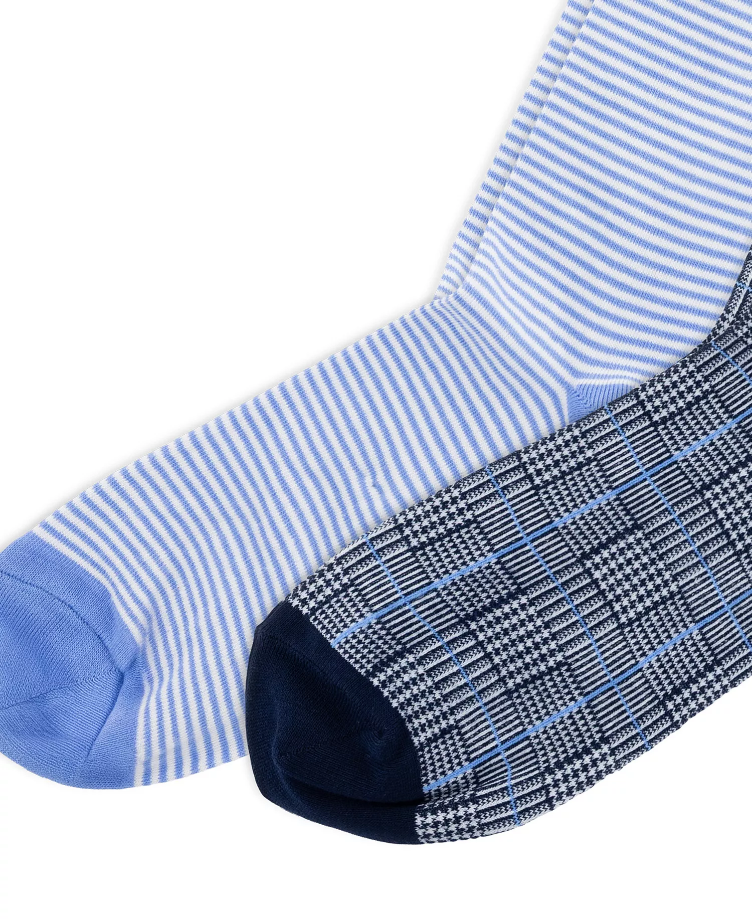 Men's Hyde Park Glen Plaid and Stripe Crew Socks, 2-Pack - Blue/Gray - 10-13