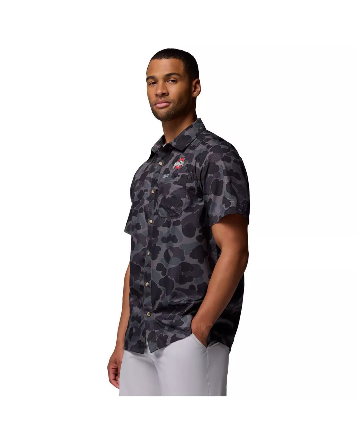Men's Black Ohio State Buckeyes Super Slack Tide Omni-Wick Button-Up Shirt - Black - L