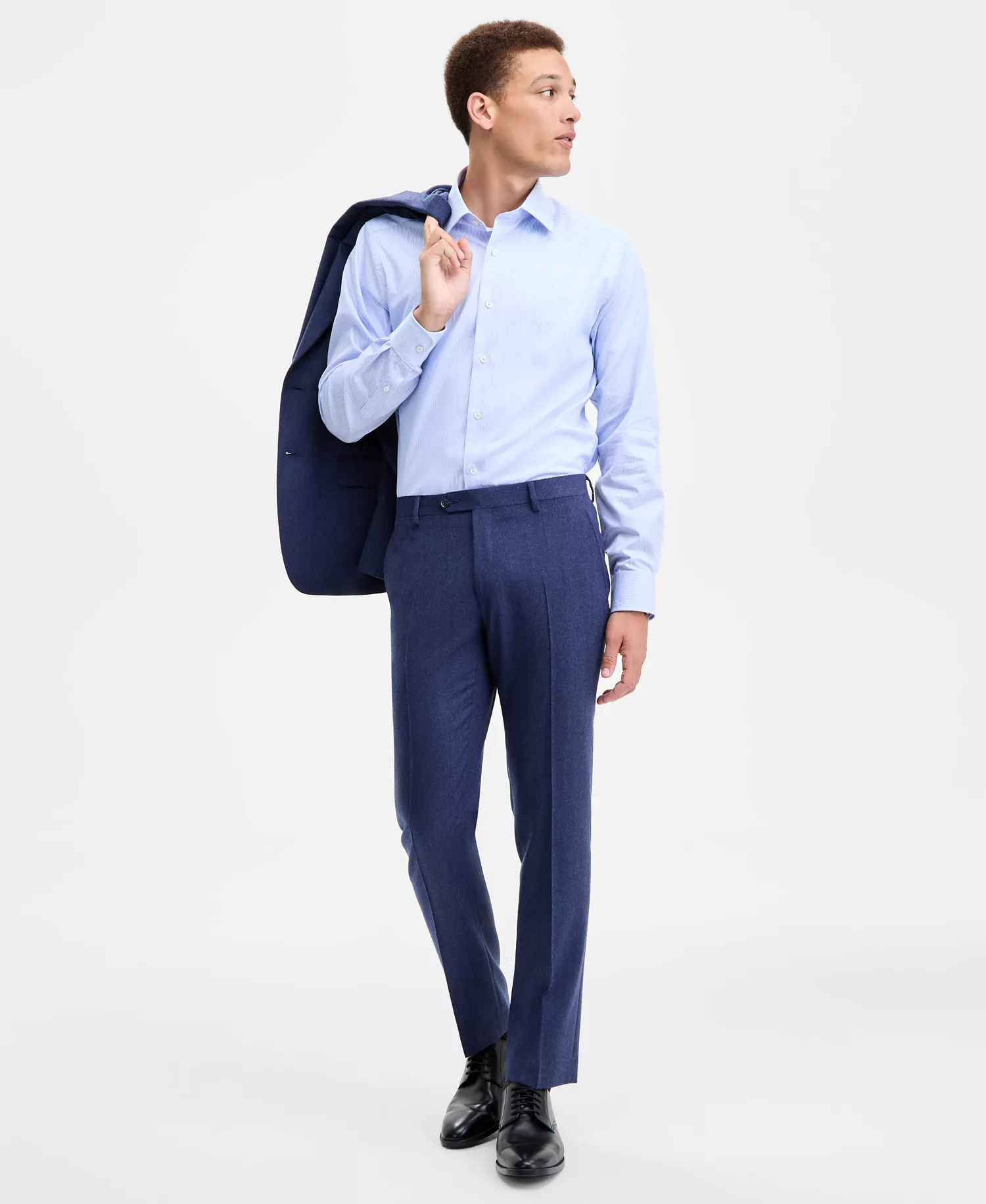 Men's Modern-Fit Pure Wool Suit Separates - Blue - 29 - 30