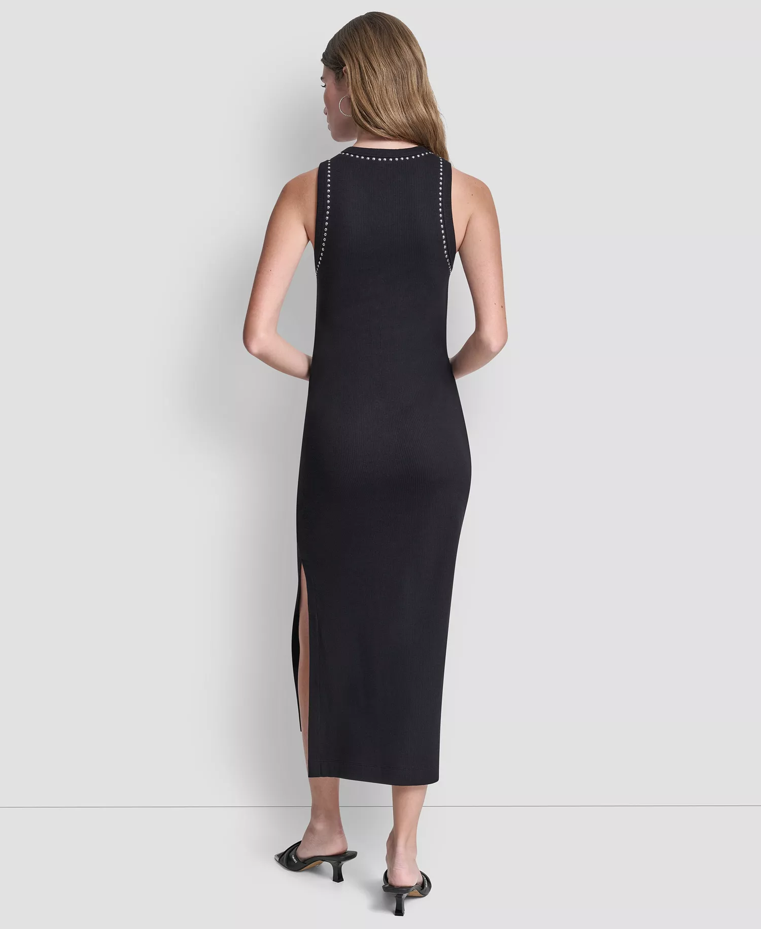 Women's Domestud Tank Crew Neck Pencil Midi Dress - Black - L