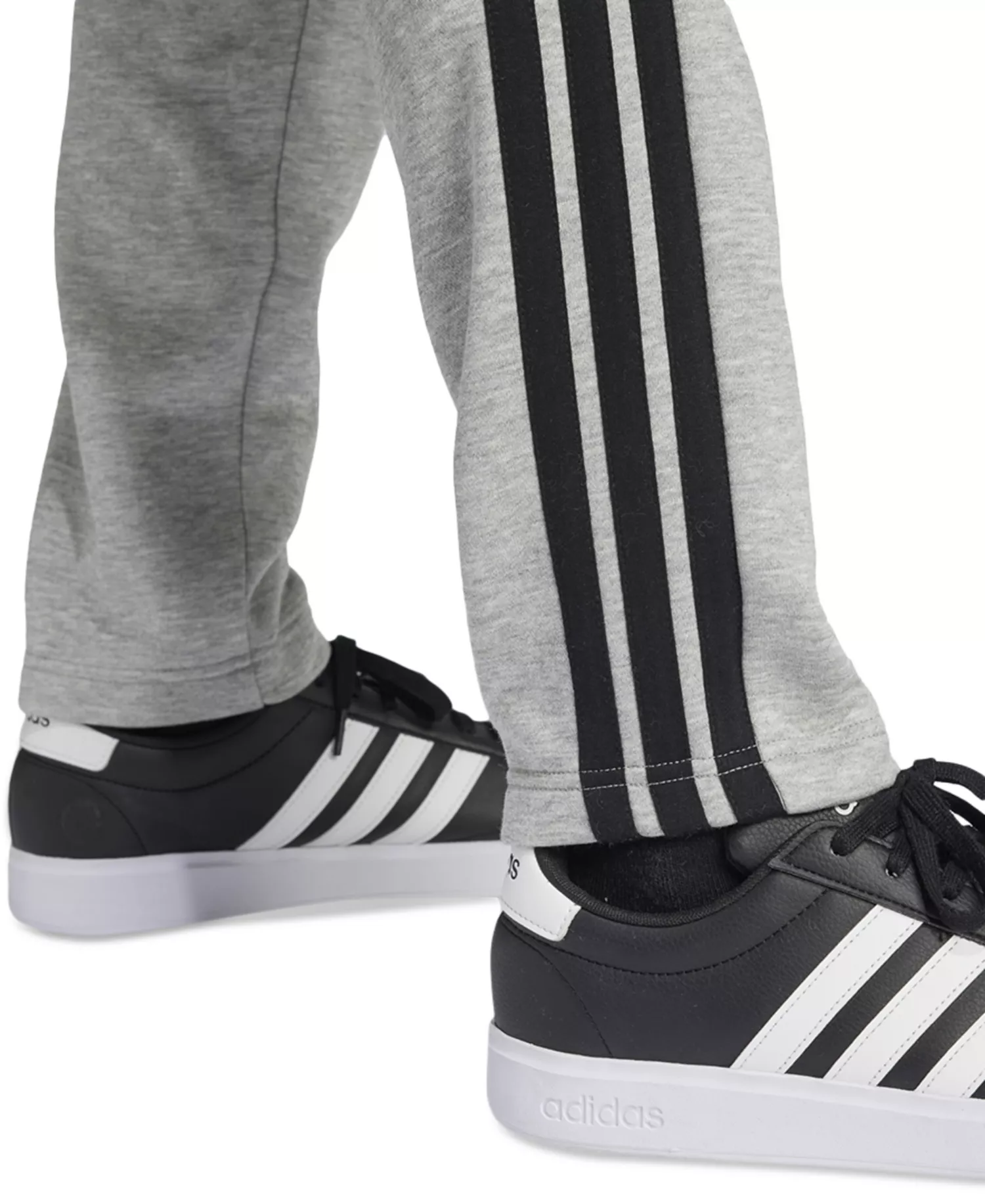 Men's Essentials 3-Stripes Regular Open Hem Fleece Pants - Aurora Plum/Black - 2XL