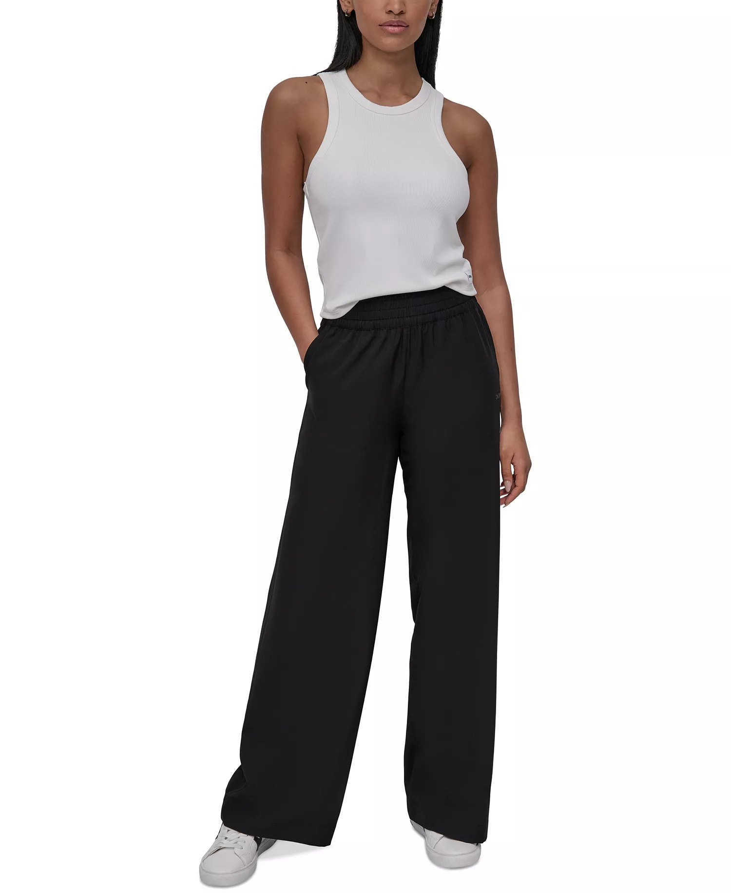 Women's Hudson Stretch Wide-Leg Pull-On Pants - Black - L