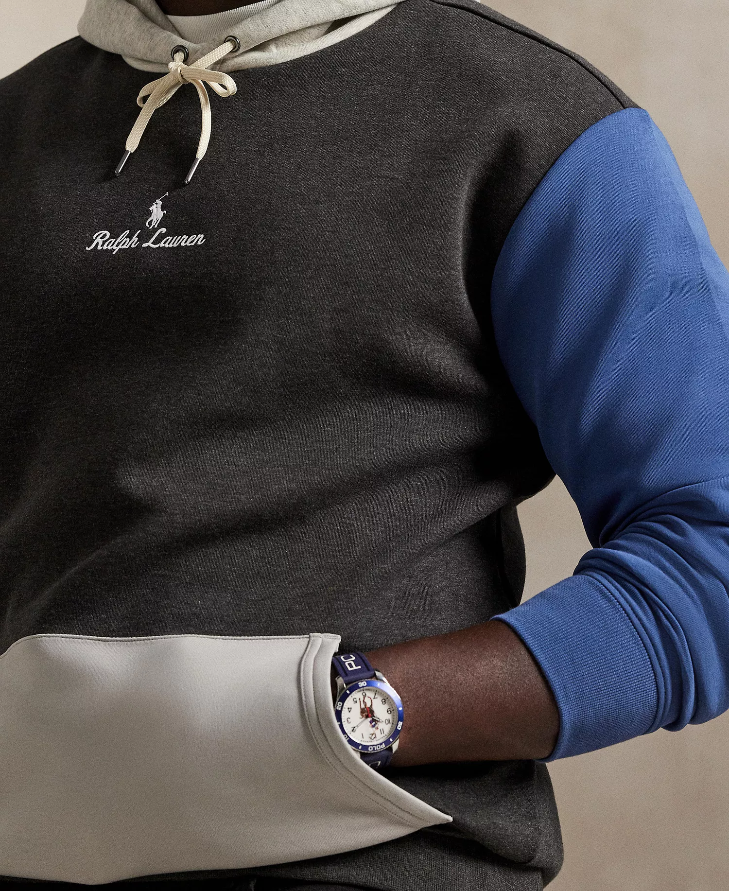 Men's Big & Tall Long-Sleeve Logo Double-Knit Hoodie - Dark Charcoal Heather Multi - 2LT