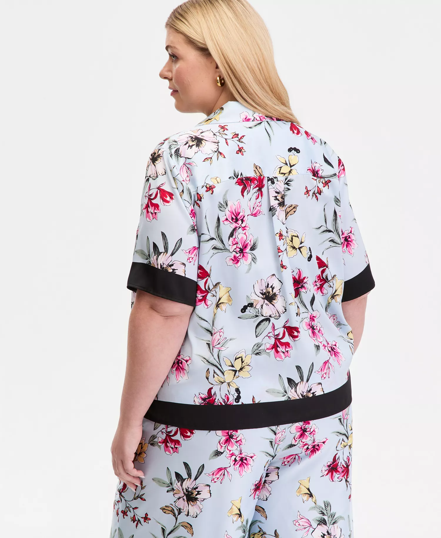 Plus Size Printed Short-Sleeve Button-Front Shirt, Macy's Exclusive - Seela Border - 0X