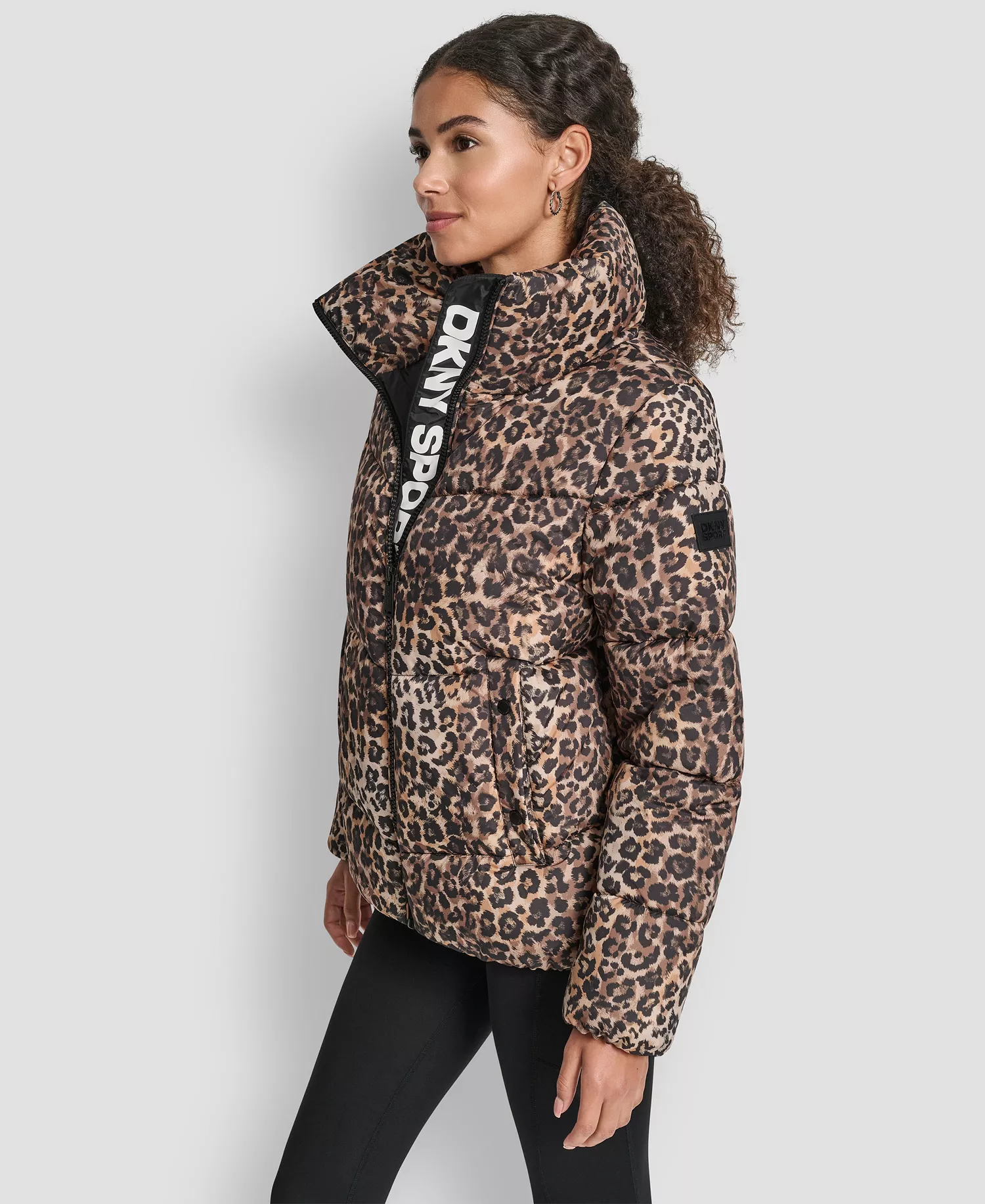 Women's Oversized Collar Quilted Puffer Jacket - Animalize Whiskey - L