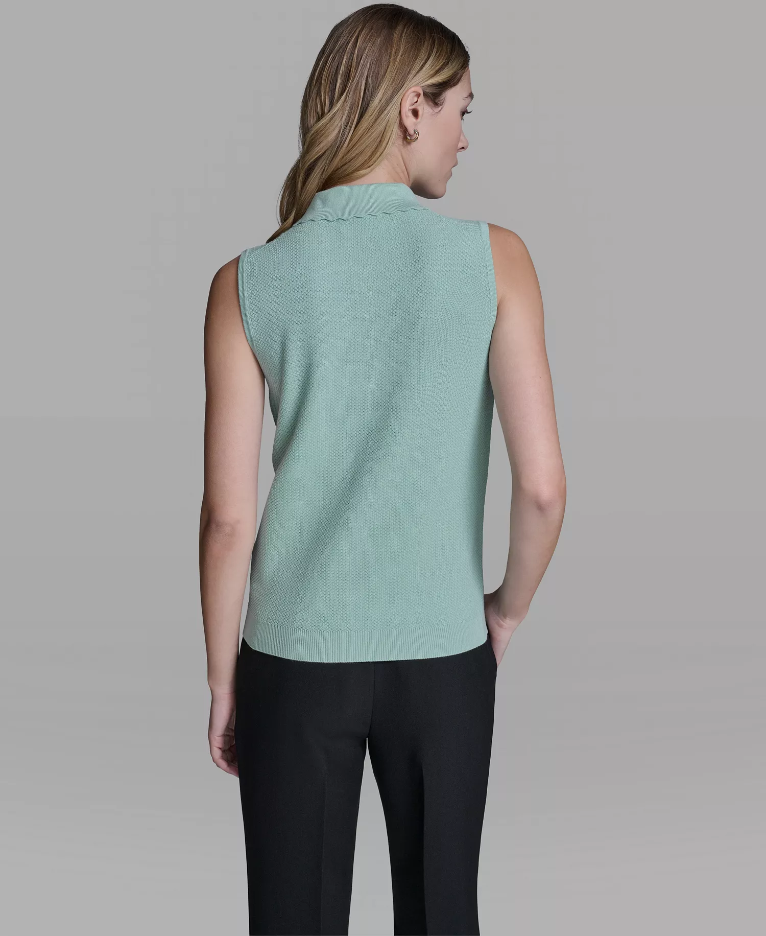 Women's Collared Sleeveless Sweater - Fresh Mint - L