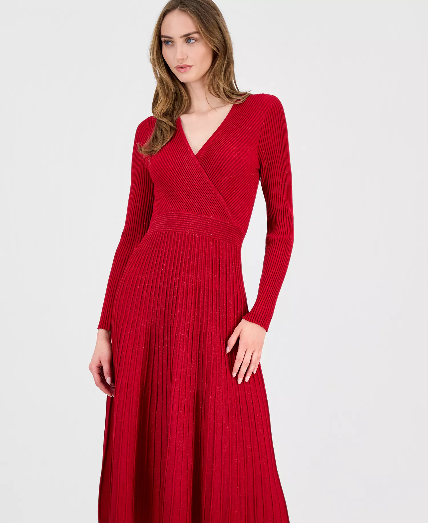 Women's Metallic Wrap Fit & Flare Dress - Love Star - L