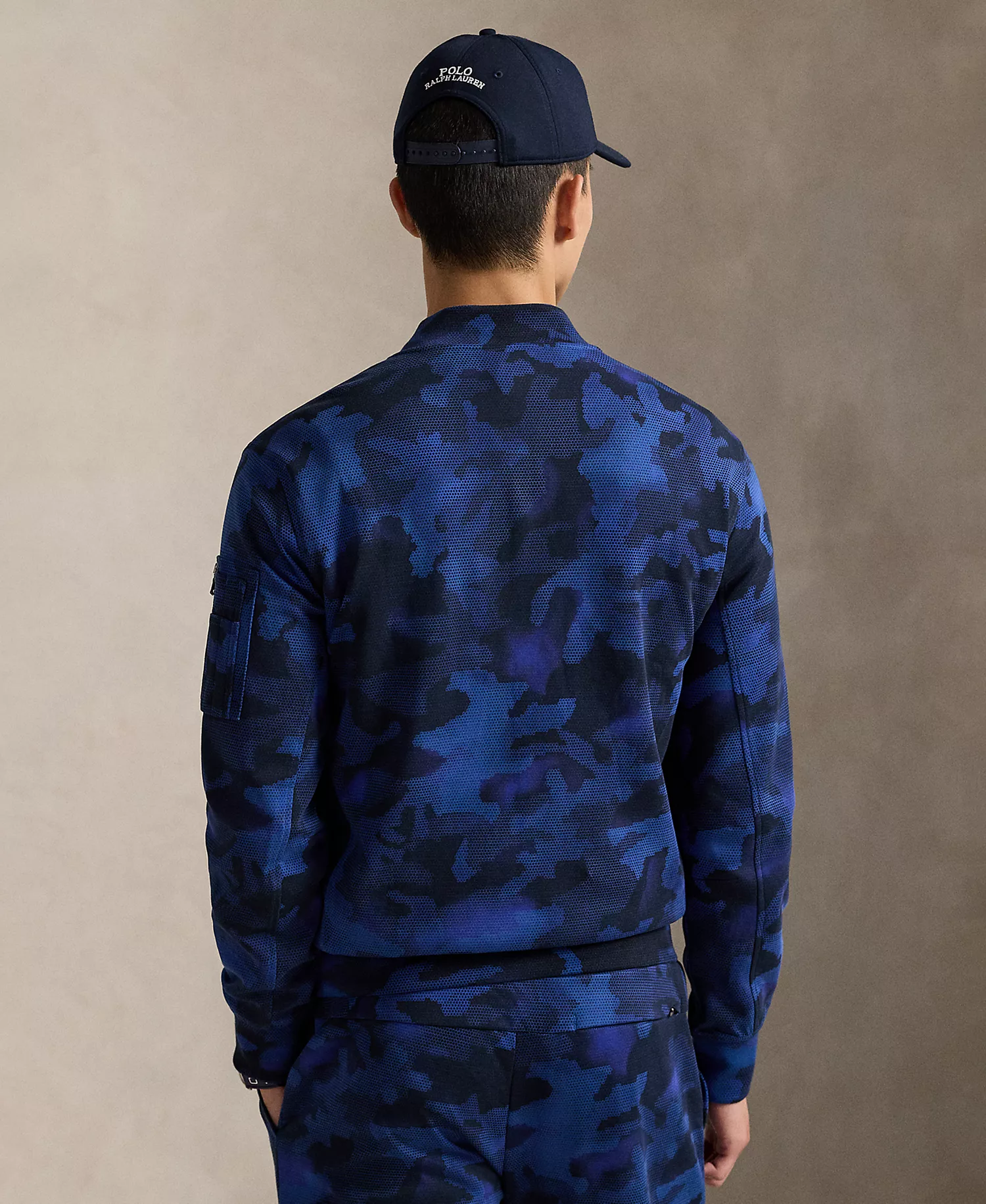 Men's Camo Double-Knit Long-Sleeve Bomber Jacket - Spy Camo - 2XL