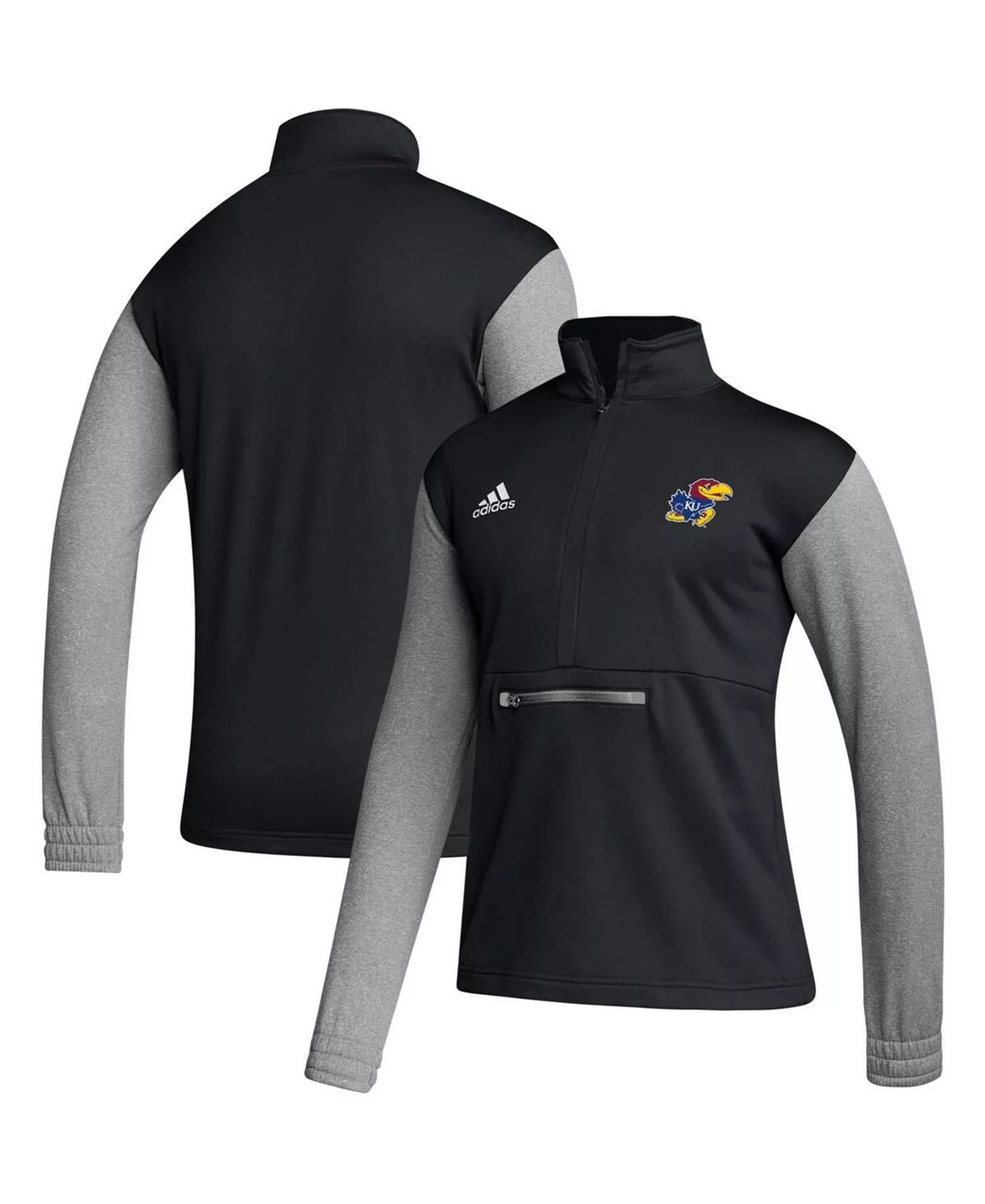 Men's Black Kansas Jayhawks Sideline AEROREADY Half-Zip Top - Black - M