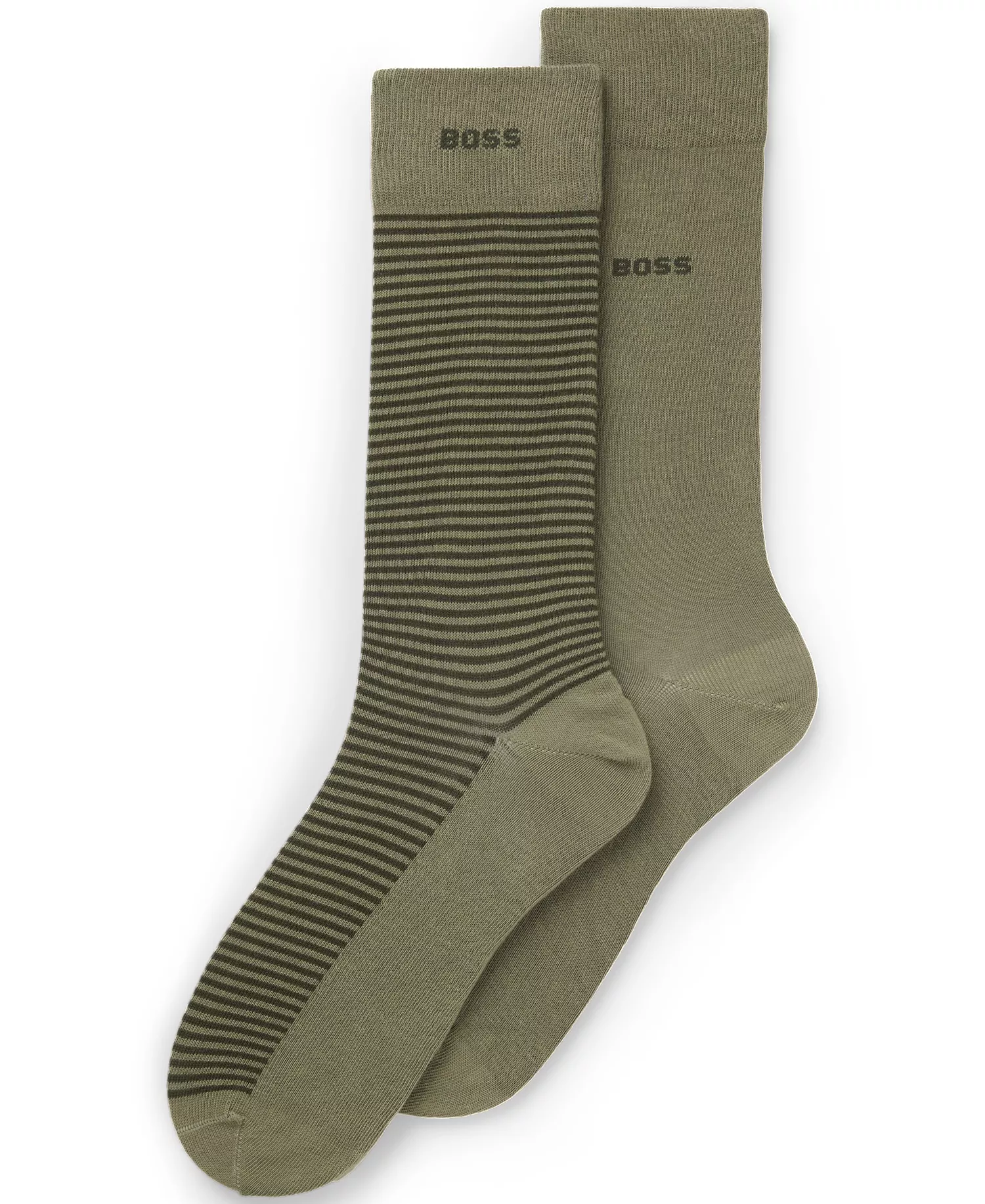 Men's Stripe Design Socks, 2-Pack - Open Green - 10-13