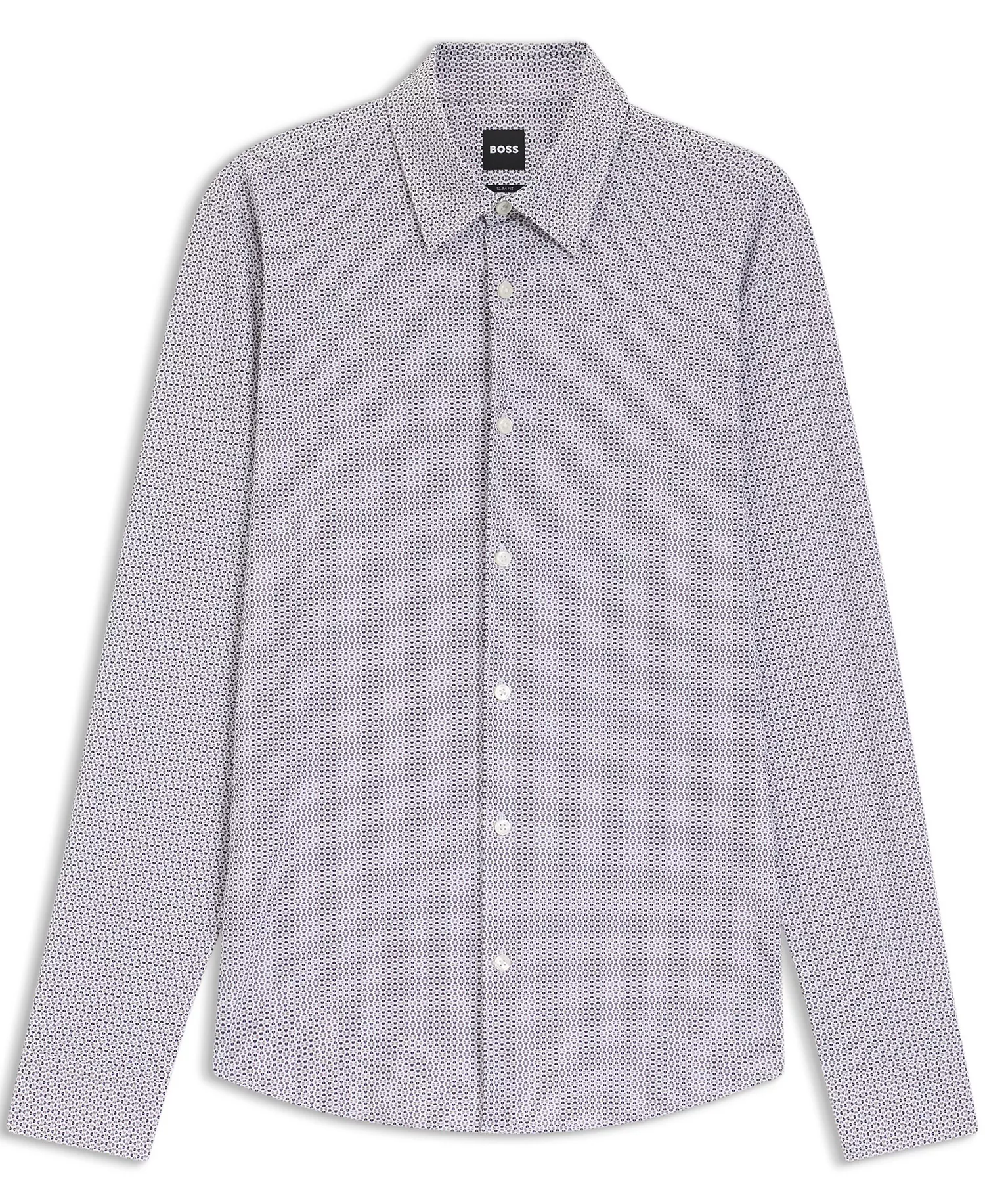 Men's Printed Performance-Stretch Jersey Slim-Fit Dress Shirt - Dark Beige - 2XL