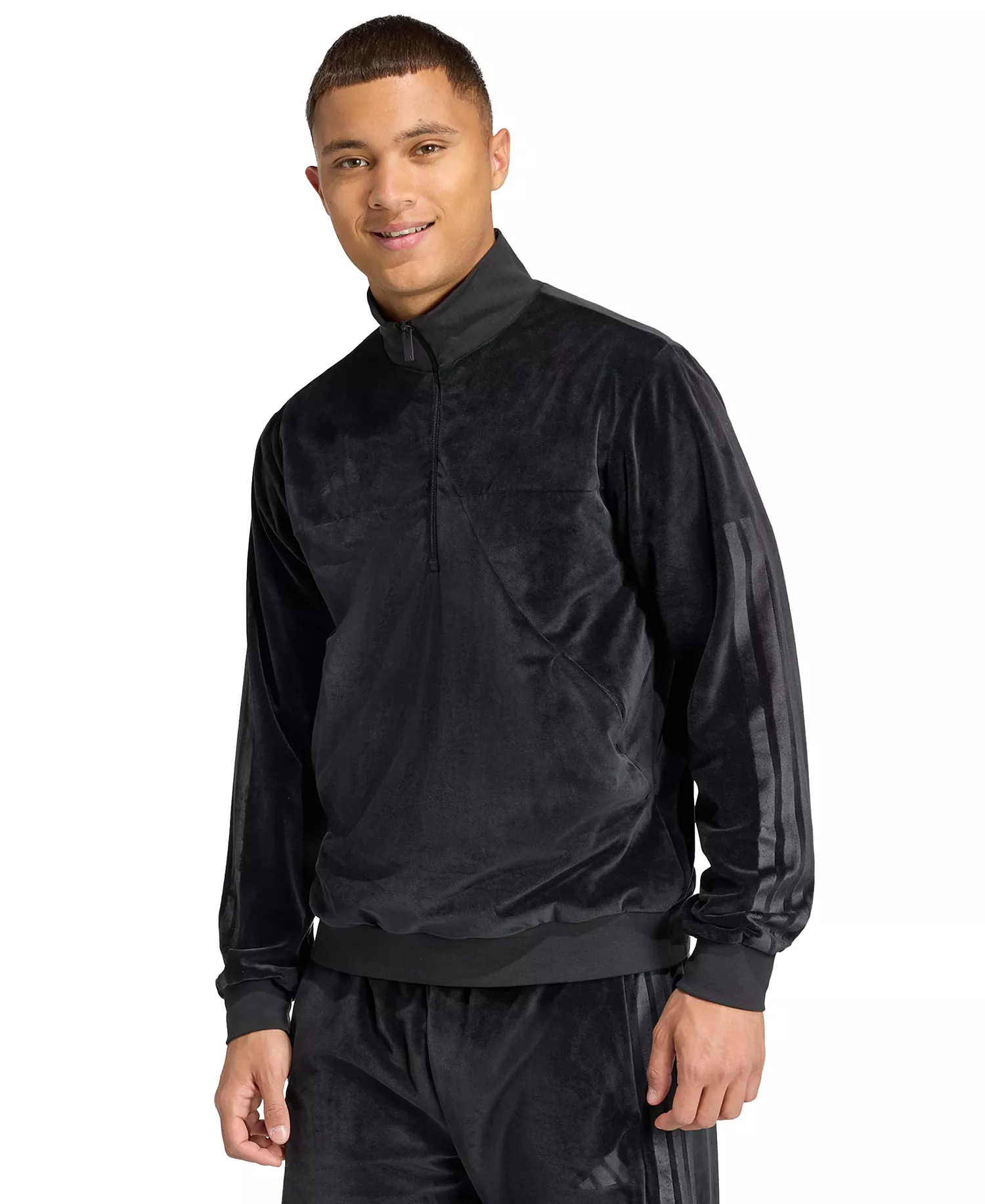 Men's House of Tiro Velour Half-Zip Track Jacket - Black - L